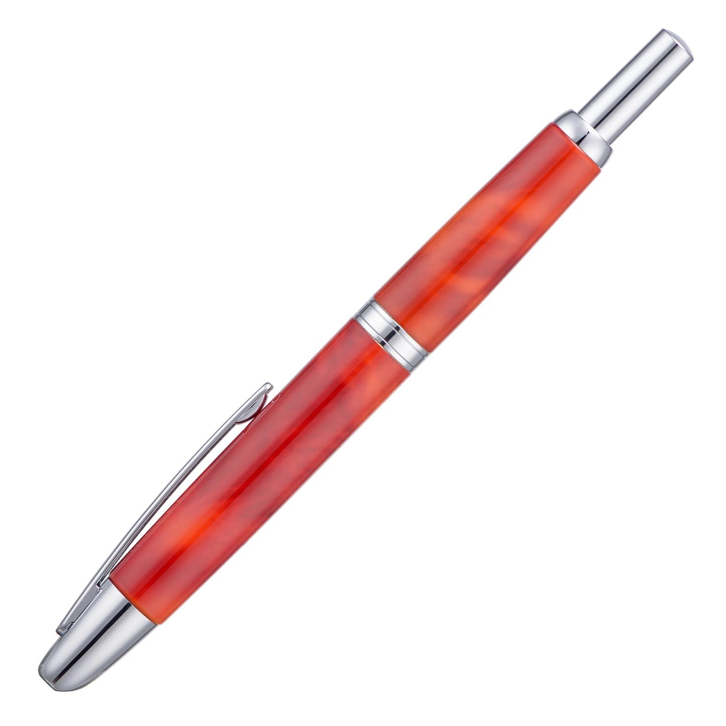 Jinhao 10 Press Fountain Pen with Box, Volcanic Red Retractable Extra Fine Nib with Ink Converter Set (Silver Clip)