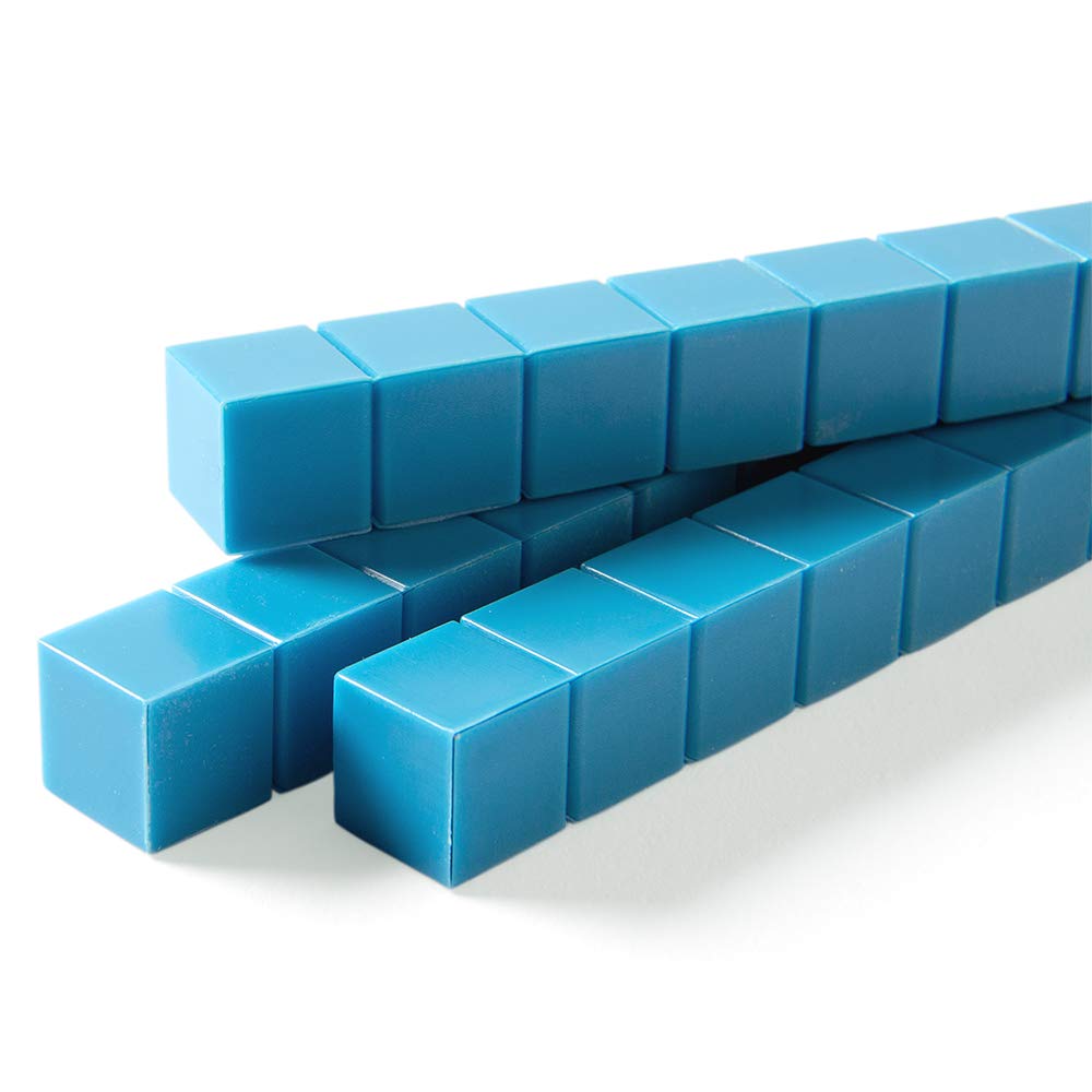 hand2mind Blue Plastic Base Ten Blocks Rods Set, Place Value Blocks, Counting Cubes, Base 10 Math Manipulatives, Teacher Supplies for Math Classroom, Montessori Math Materials (Set of 50)