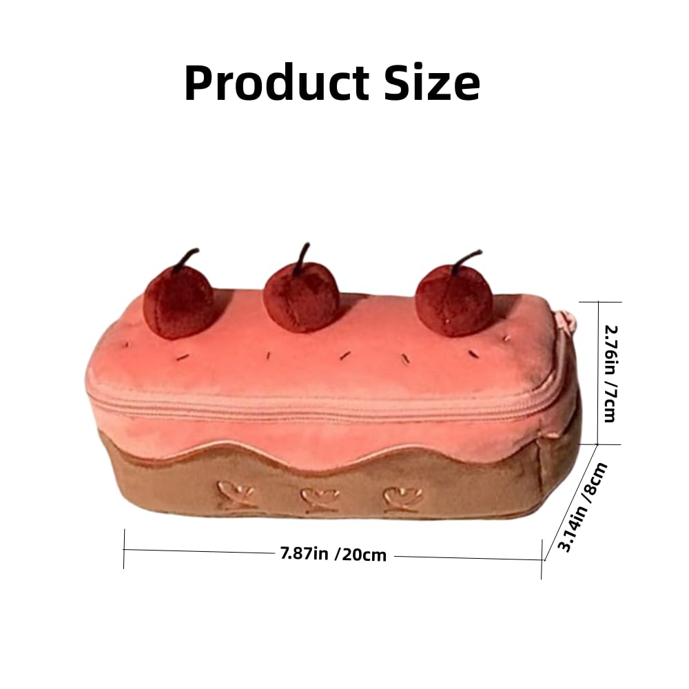 Vobomo Cherry Cake Pencil Case Big Capacity Pen Holder Plush Pencil Pouch Box Cute Aesthetic Pen Case (Cherry)
