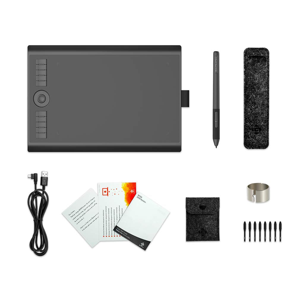 Drawing Tablet GAOMON M10K PRO 10 x 6.25 inches Large Graphic Tablet, Digital Art Tablet Supports Tilt & Radial Function with 10 Shortcut Keys, Battery-Free Stylus, Work with Mac, Windows & Android