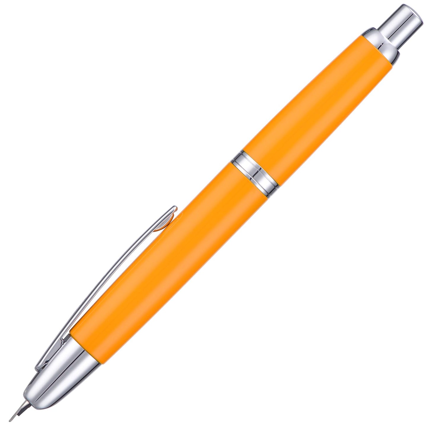 Jinhao 10 Press Fountain Pen with Box, Orange Retractable Extra Fine Nib with Ink Converter Set (Silver Clip)