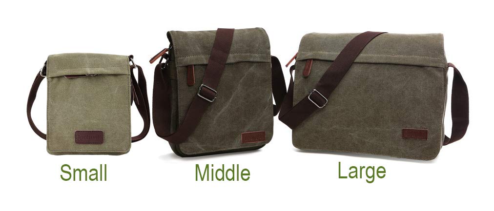 Sechunk Large Vintage Canvas Messenger Cross body bag Shoulder bag (Green, large)