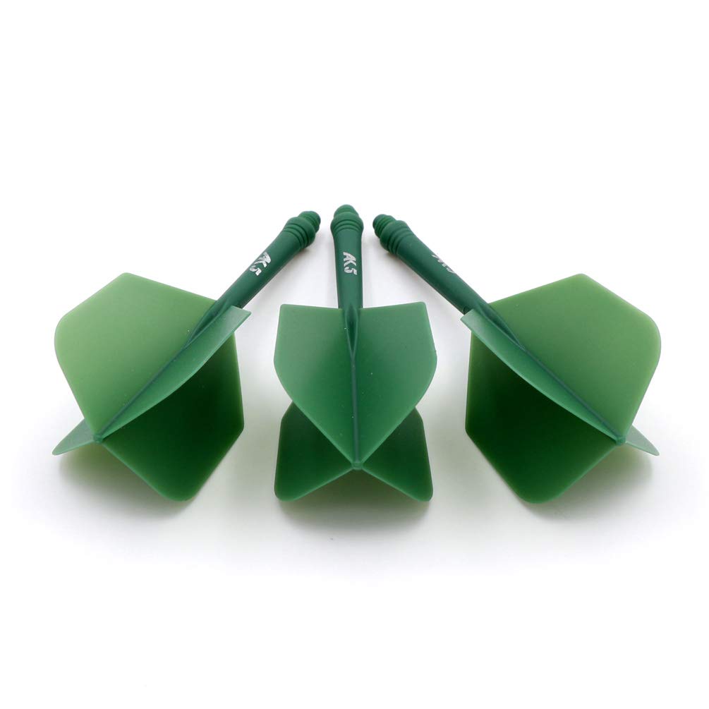 CUESOUL Integrated Dart Shaft and Flights Set of 3, 28mm Standard Shape, All Green, Model CSAK-53YS, Crystal Material