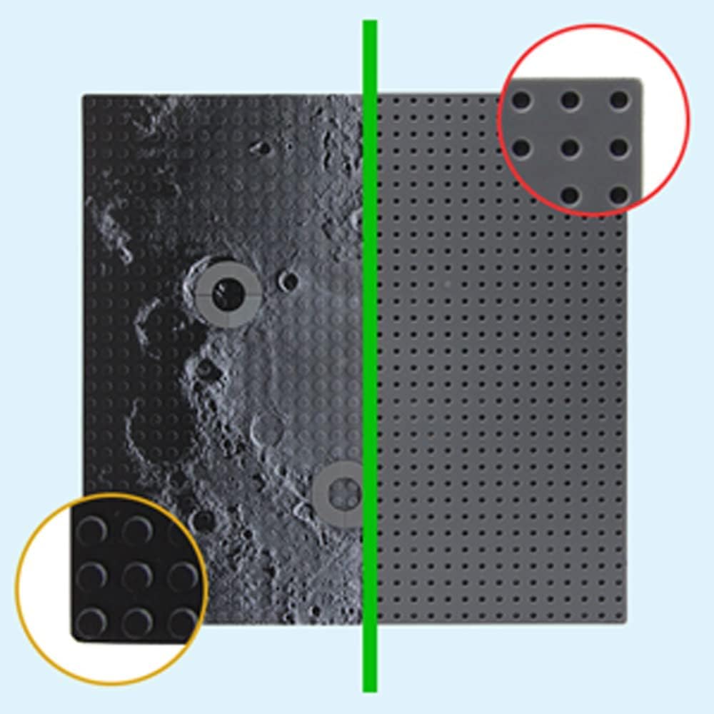 Feleph Space Moon Baseplate 10x10 inches Classic Building Blocks Base Plate Gray Compatible with Major Brands - 4PCS