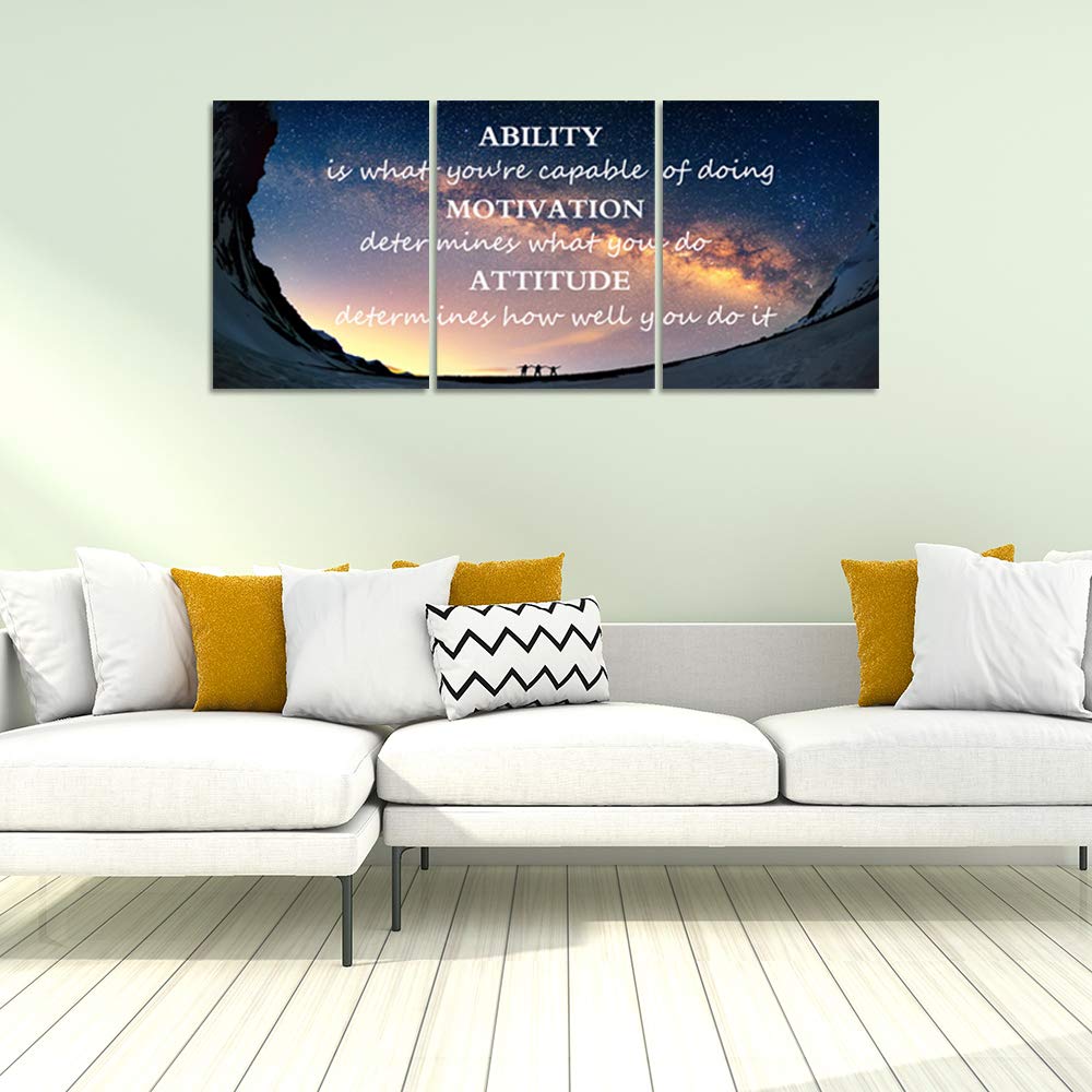 3 Panels Successful Inspirational Posters Quotes Wall Art Ability Modern Motivational Painting Picture Prints on Canvas Artwork Motto for Office Bedroom Decor Living Room Home Decor (16”Hx36”W)