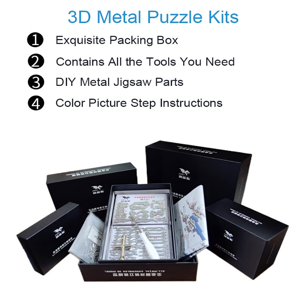 3D Metal Model Kits, Mechanical Small Unicorn 3D Metal Puzzle,Steel Divine Beast Series DIY Animal Brain Teasers Simple 3D Puzzles Home Decor Art Craft Gifts Toys for Adult