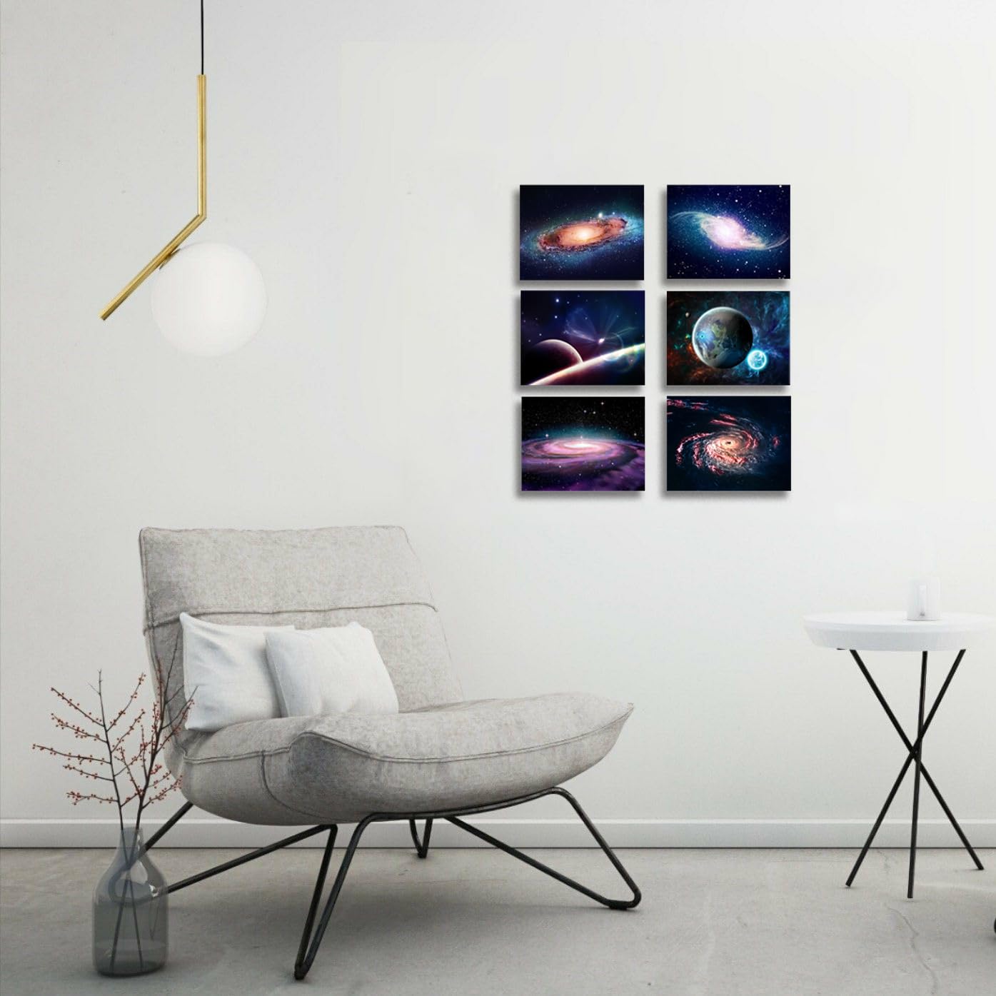 Universe Starry Sky Wall Art Canvas Decoration Painting,for Bedroom, Lvingroom, Bathroom Decor ,Posters for Kids, Boys or Girls Room ,Astronomy Picture Modern Artwork ,29x38cmx6pcs,Framed