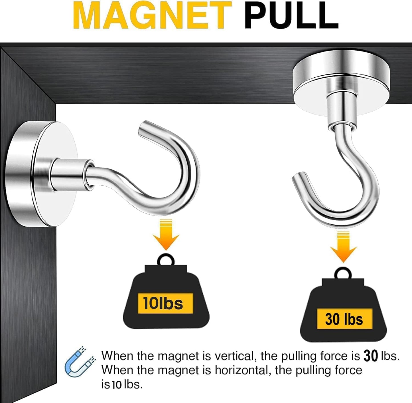 DIYMAG Magnetic Hooks for Refrigerator, Extra Strong Cruise Hook, Heavy Duty Earth Magnets with Hook for Hanging, Magnetic Hanger for Cabins, Grill (45P-Silver)