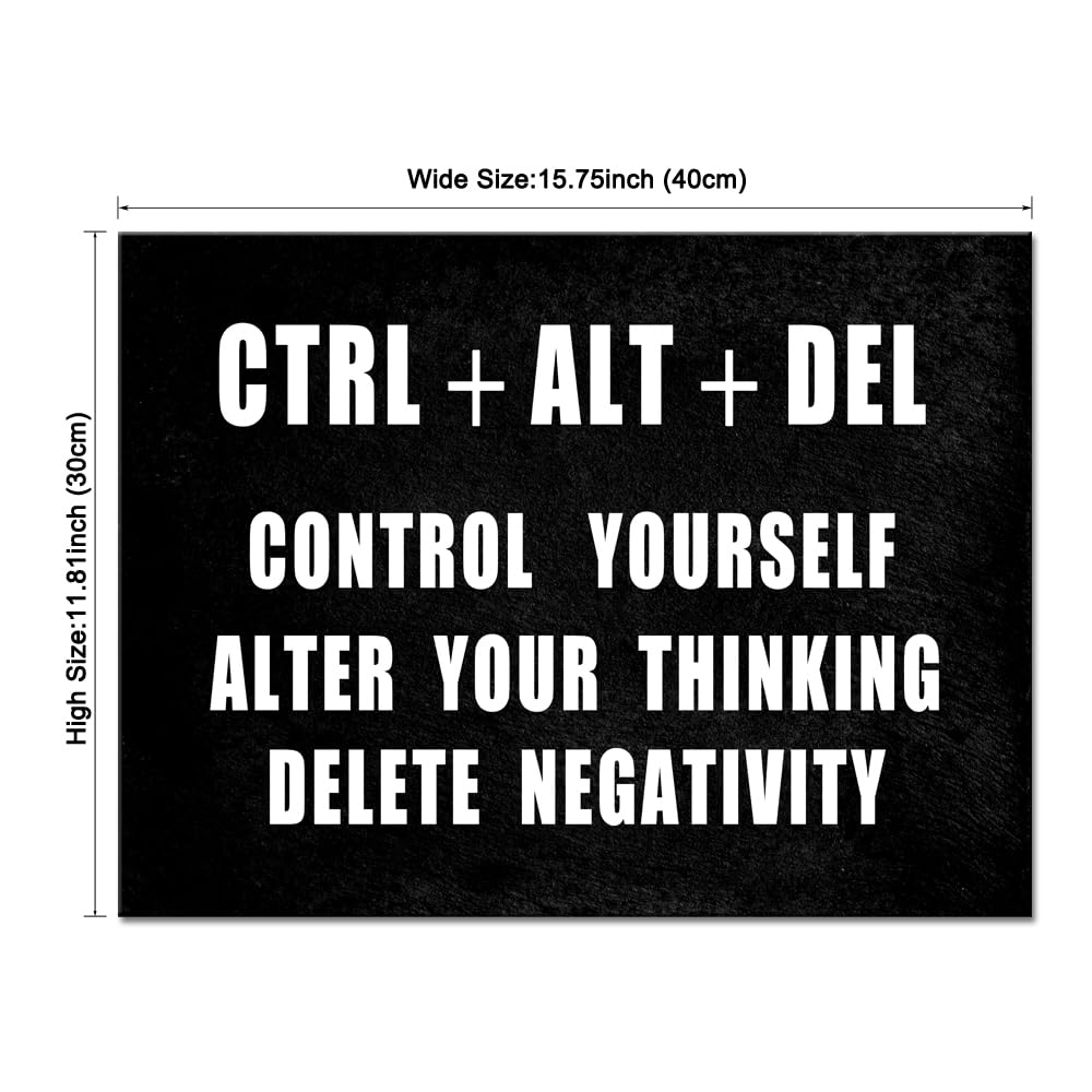 Pyradecor Motivational CTRL+ALT+DEL Classroom Positive Quotes Inspirational Poster Canvas Prints Wall Art for Office Living Room Home Decorations