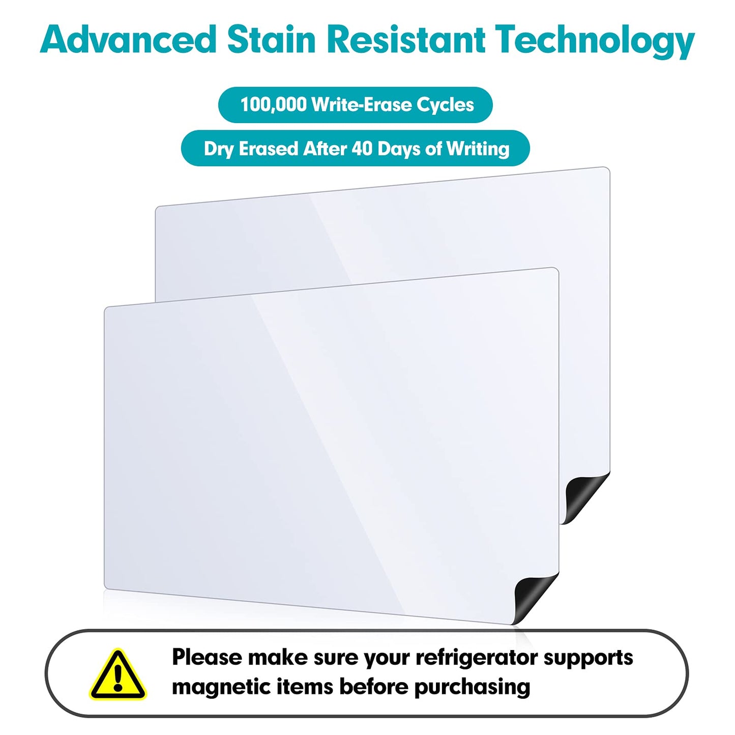Magnetic Whiteboard for Refrigerator 2 Pack, 16x12 Inch Fridge Dry Erase Board with 3 Markers, Eraser & Magnets - Kitchen Menu Planner, Grocery List Organizer (White, 12×16inch)