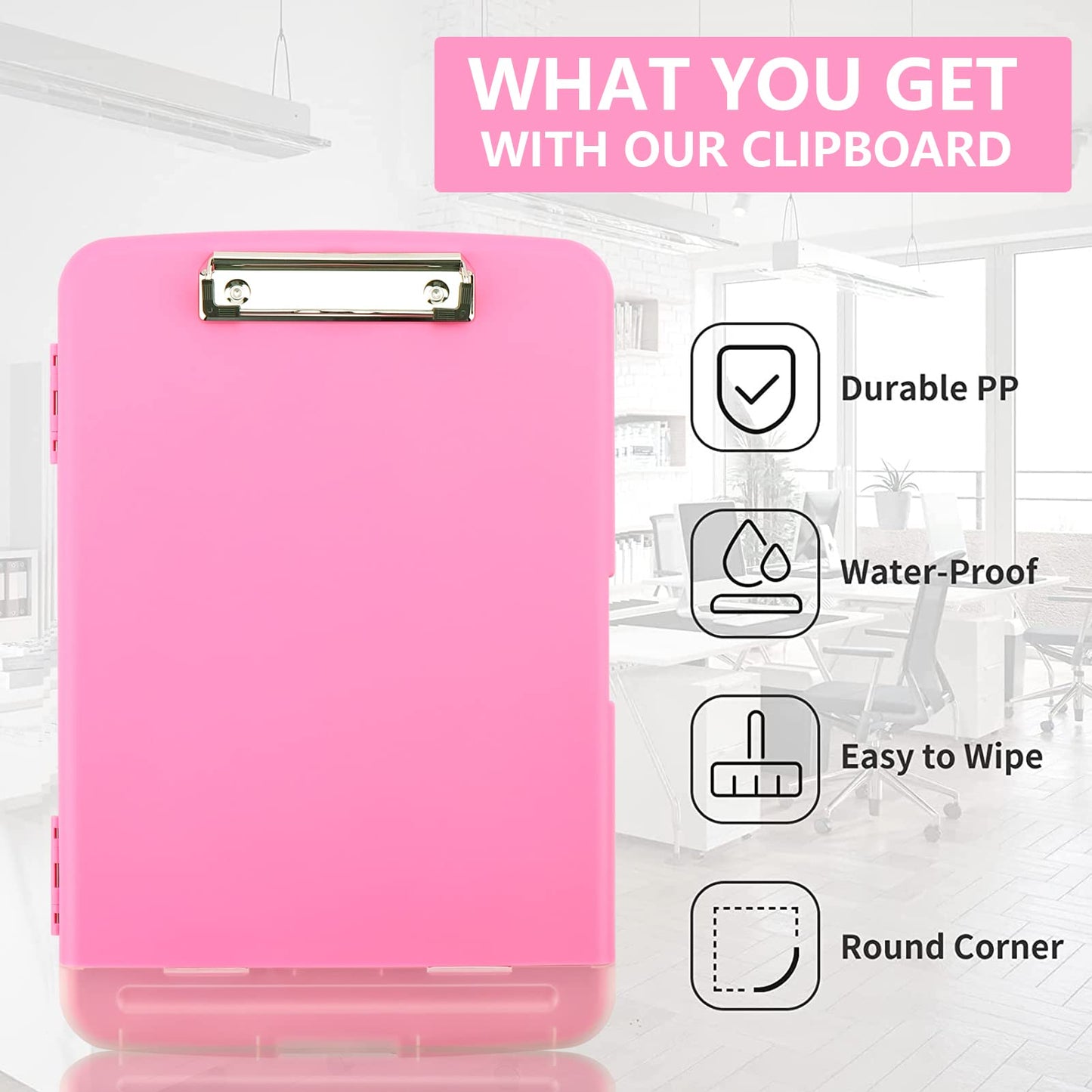 SFLHHDM Plastic Clipboard with Storage, High Capacity Clip Boards 8.5x11 with Storage, Heavy Duty Nursing Clipboard Folder, Clipboards Cute, Letter A4 Size Clipboards with Storage for Teachers, Nurse