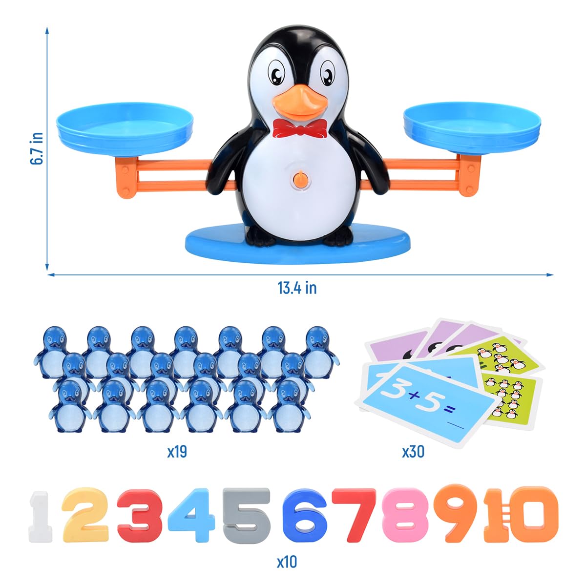 BAKAM Penguin Balance Scale Number Counting Blocks Games for Kids Ages 3-5, Montessori Math Games for Kids 5-7, Preschool Kindergarten Learning Activities, STEM Educational Toys for 3+ Year Old