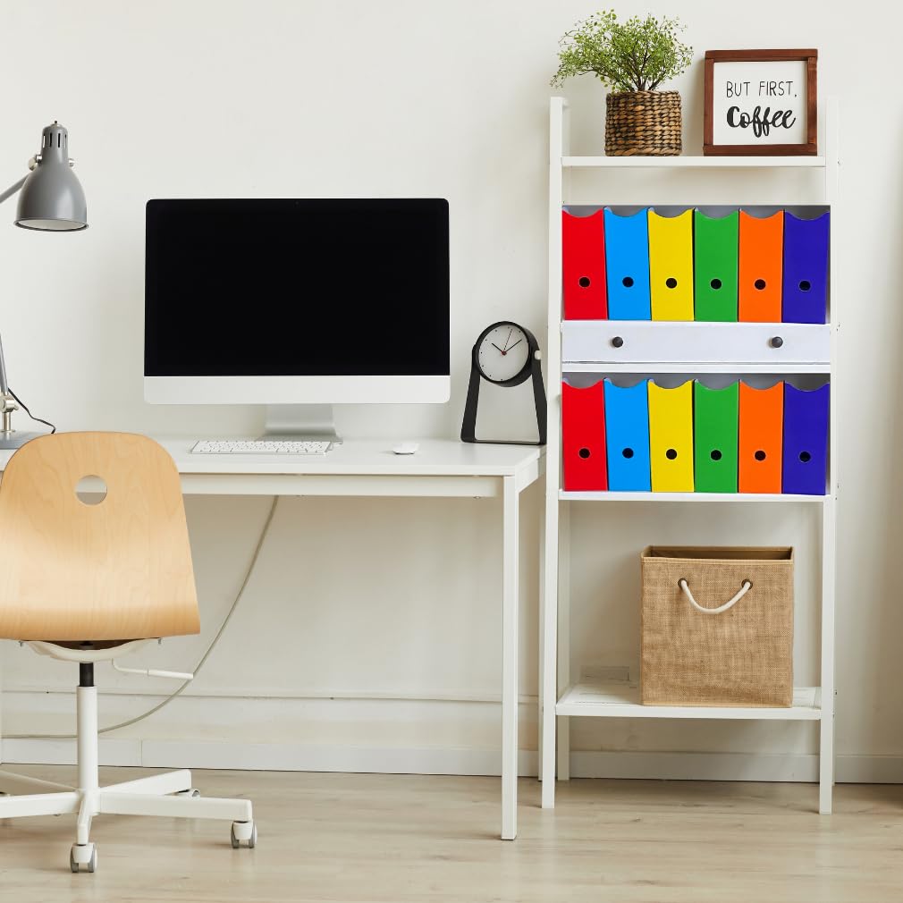 Evelots Magazine File Holder -Set of 6 Multi Color- Office Desk Organizer - Sturdy Cardboard - New Upgraded Double Front Panel -4" Wide-Easy Assemble