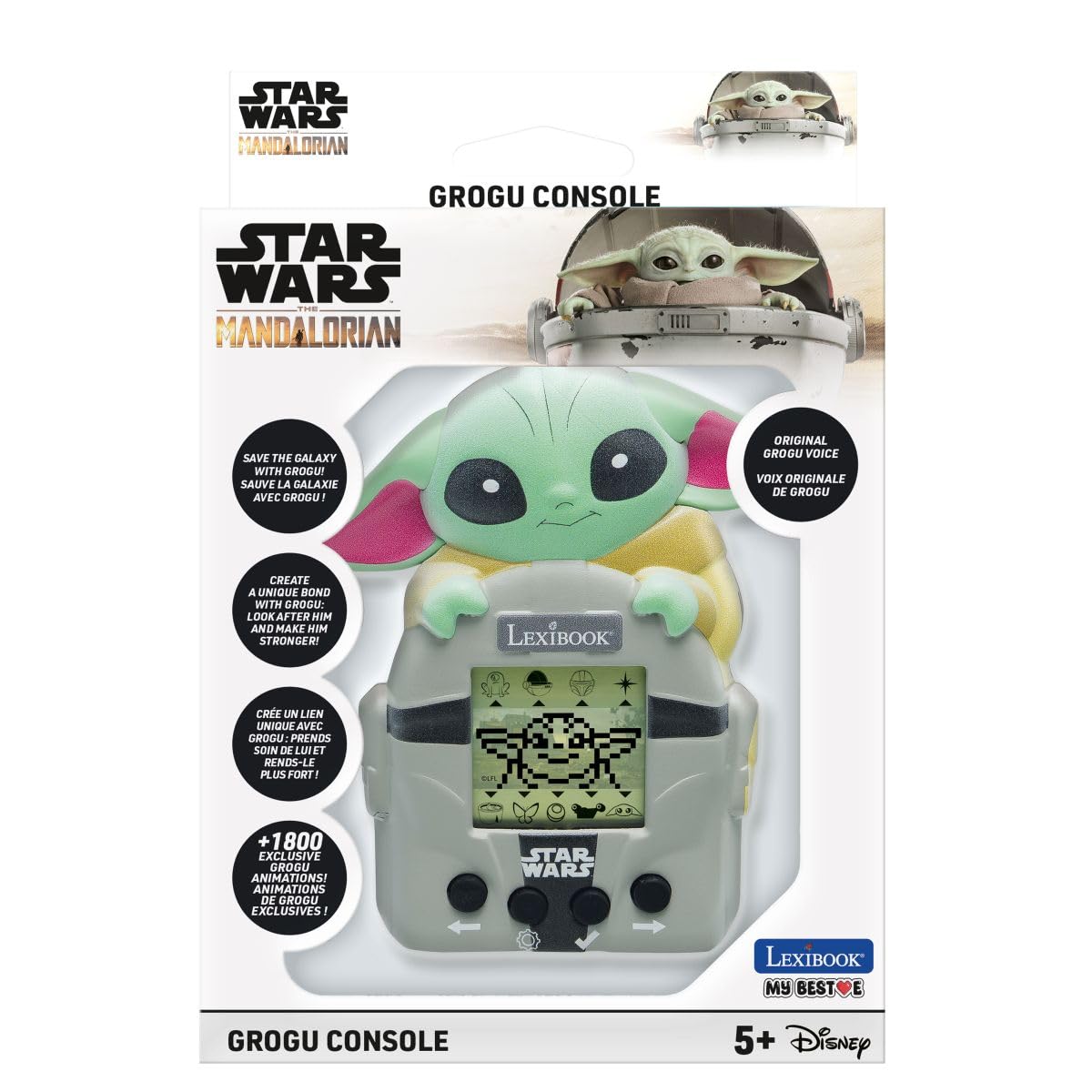 Lexibook, Star Wars, My Best-E® Game Console, LCD Screen, 3 Games Included, Grogu Interactive Training, Star Wars Universe, Green, JLMB10SW