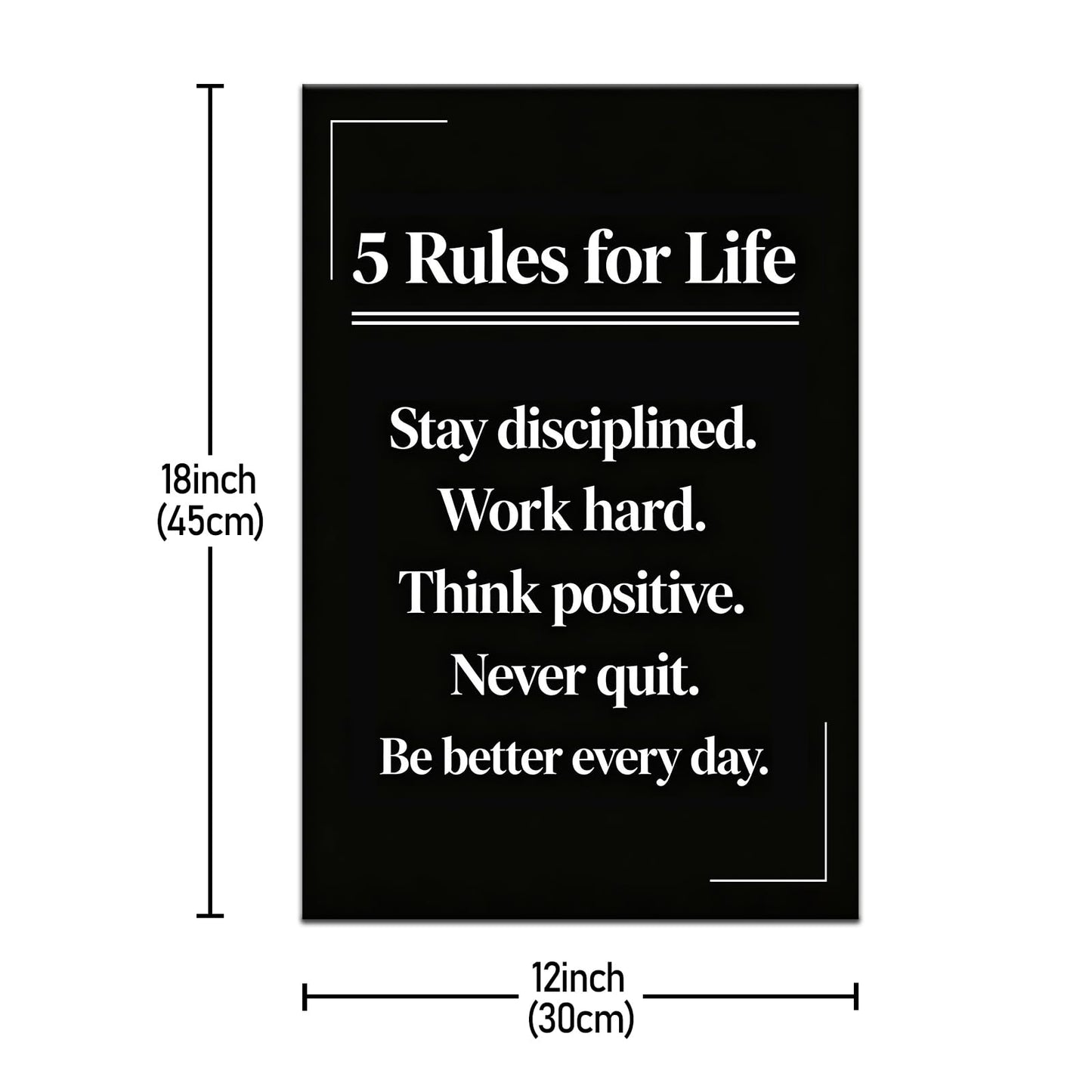 PSYYSP Motivational Wall Decor Office 5 Rules For Life Inspirational Poster For Office Men Women Success Quotes Canvas Wall Art Framed Modern Daily Discipline Sign Office Decorations 12x18 Inch