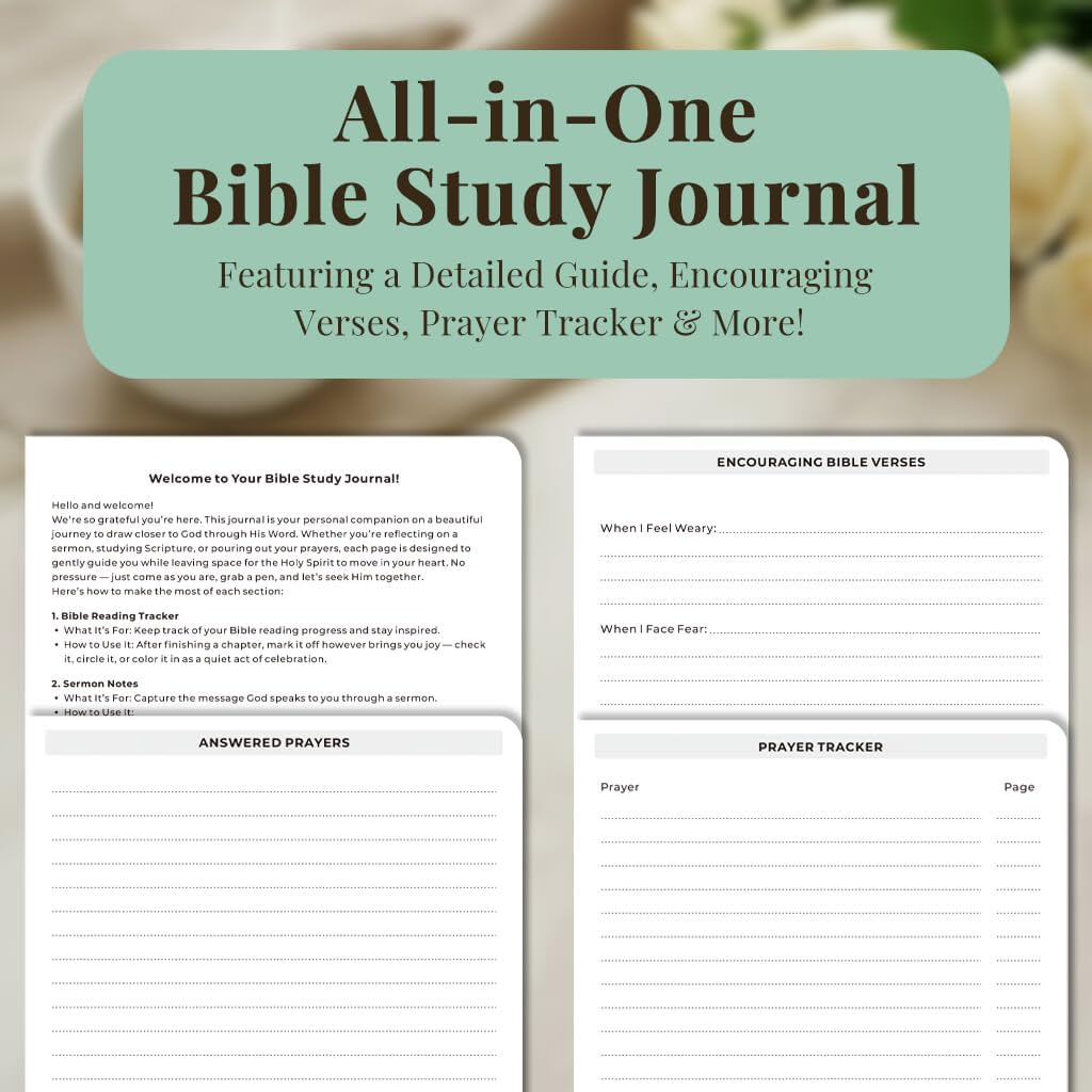 Bible Study Journal – Church Notes Notebook for Note Taking & Reflection – Daily Faith Journaling Kit, Faith Based Religious Gifts & Accessories