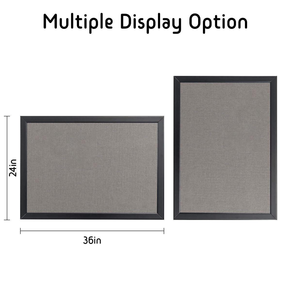 Bulletin Board 36 x 24 Inch, 100% Wood Framed Canvas Cork Board with Grey Fabric, Wall Mounted Notice Board for Home Office School