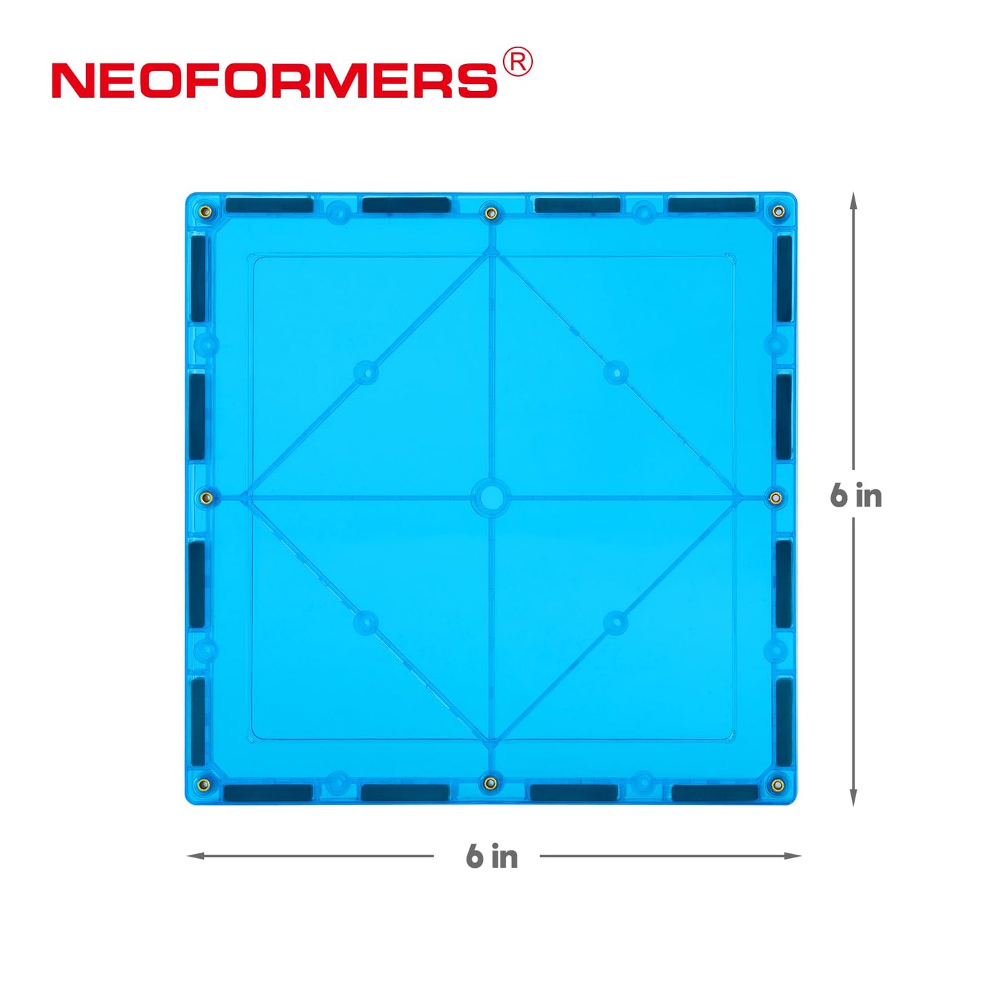 NEOFORMERS Large Magnetic Tiles Set -12PCS Square Magnetic Tiles Expansion Pack, STEM Educational Construction Stacking Blocks, Compatible with Major Brands