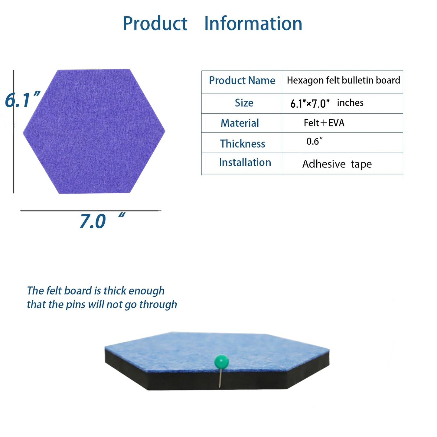 Afumazi 8Pcs Hexagon Felt Cork Board Tiles Self Adhesive Bulletin Board, Pin Board for Wall Decor Memos Photos Display (Set F)