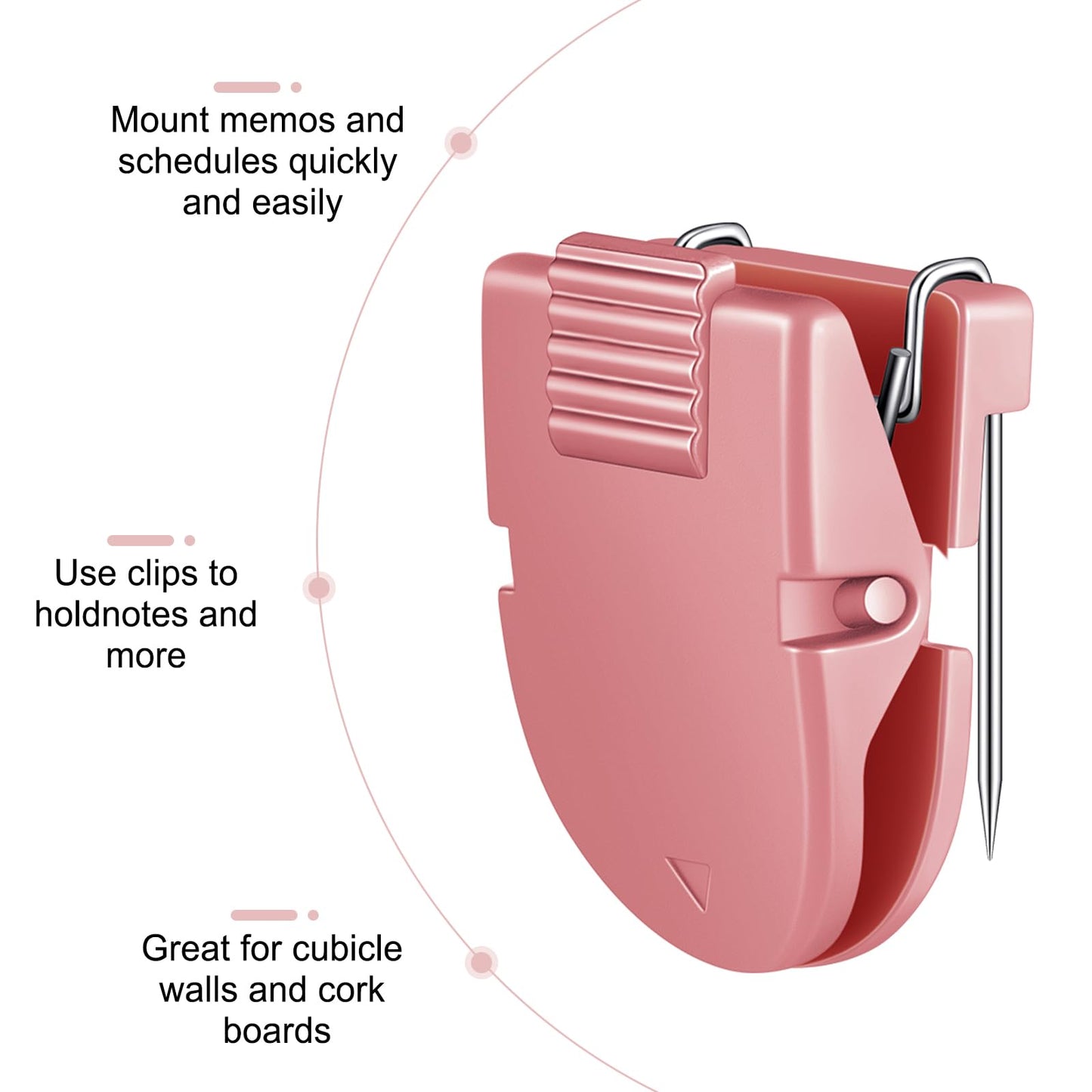 Feifeiya 25 Pcs Cubicle Clips Fabric Panel Cubicle Accessories Fabric Partition Panel Wall Clip Office Photos Wall for Notes Memos Standard Size, 40-Sheet Capacity (Pink)
