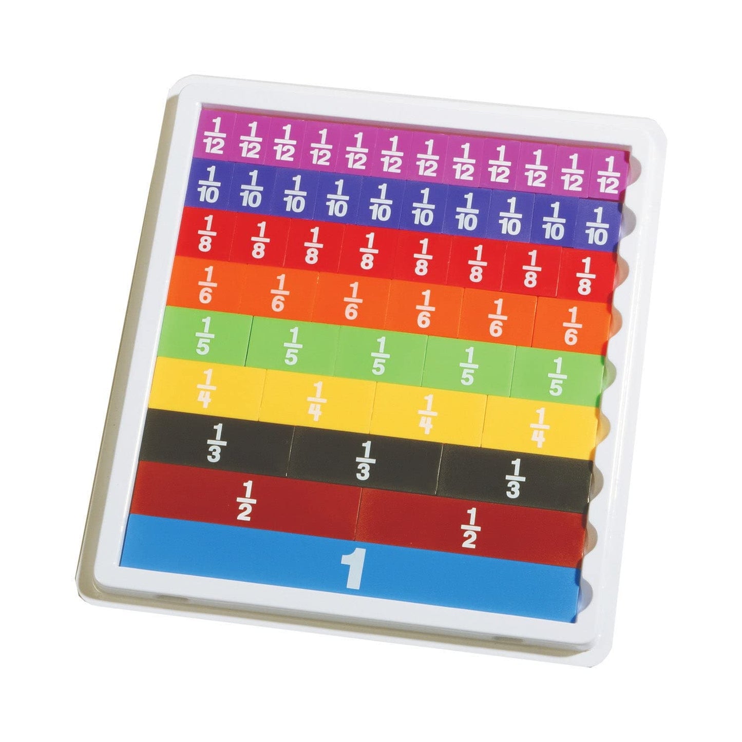 edxeducation Fraction Tiles with Tray | Set of 51 | Rainbow Tiles | Early Math Manipulative | Teach Fractions and Equivalents