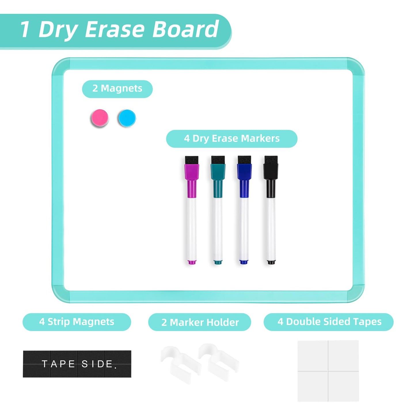 VUSIGN Small White Board Dry Erase, 14'' x 11'' Magnetic Dry Erase Board, Mini Whiteboard with Markers for Students, Fridge, Wall, Locker, Green