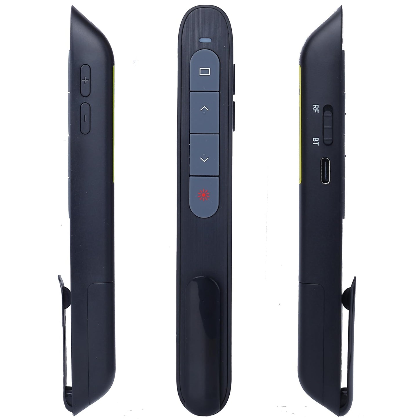 TITIANCOOL Wireless Presenter with Red Light, 2.4G USB & Bluetooth Presentation Clicker, Rechargeable via Type-C, 165ft Range, Compatible with PowerPoint/Keynote for Windows/Mac/Linux/Android (Black)