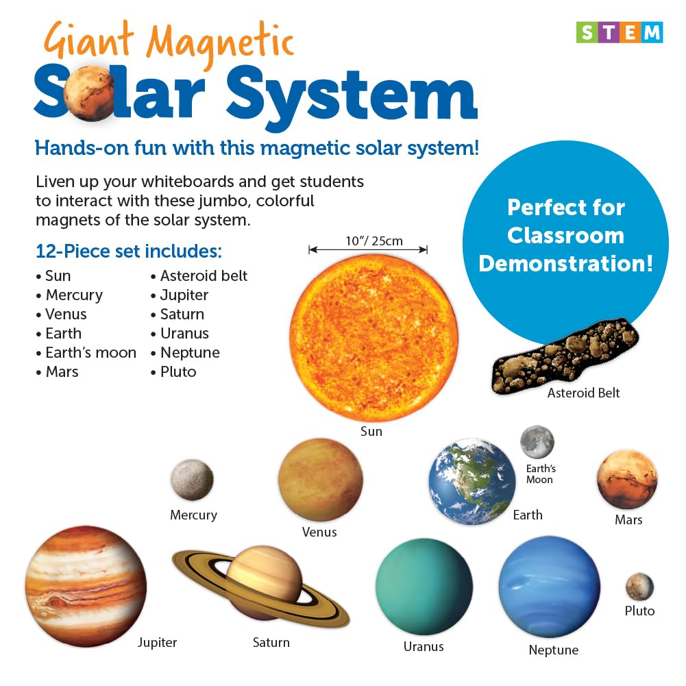 Learning Resources Giant Magnetic Solar System - STEM Planets, Earth and Sun Model, Astronomy Gifts, Montessori Science, Teacher Supplies, Space Classroom Must Haves, Educational Activity