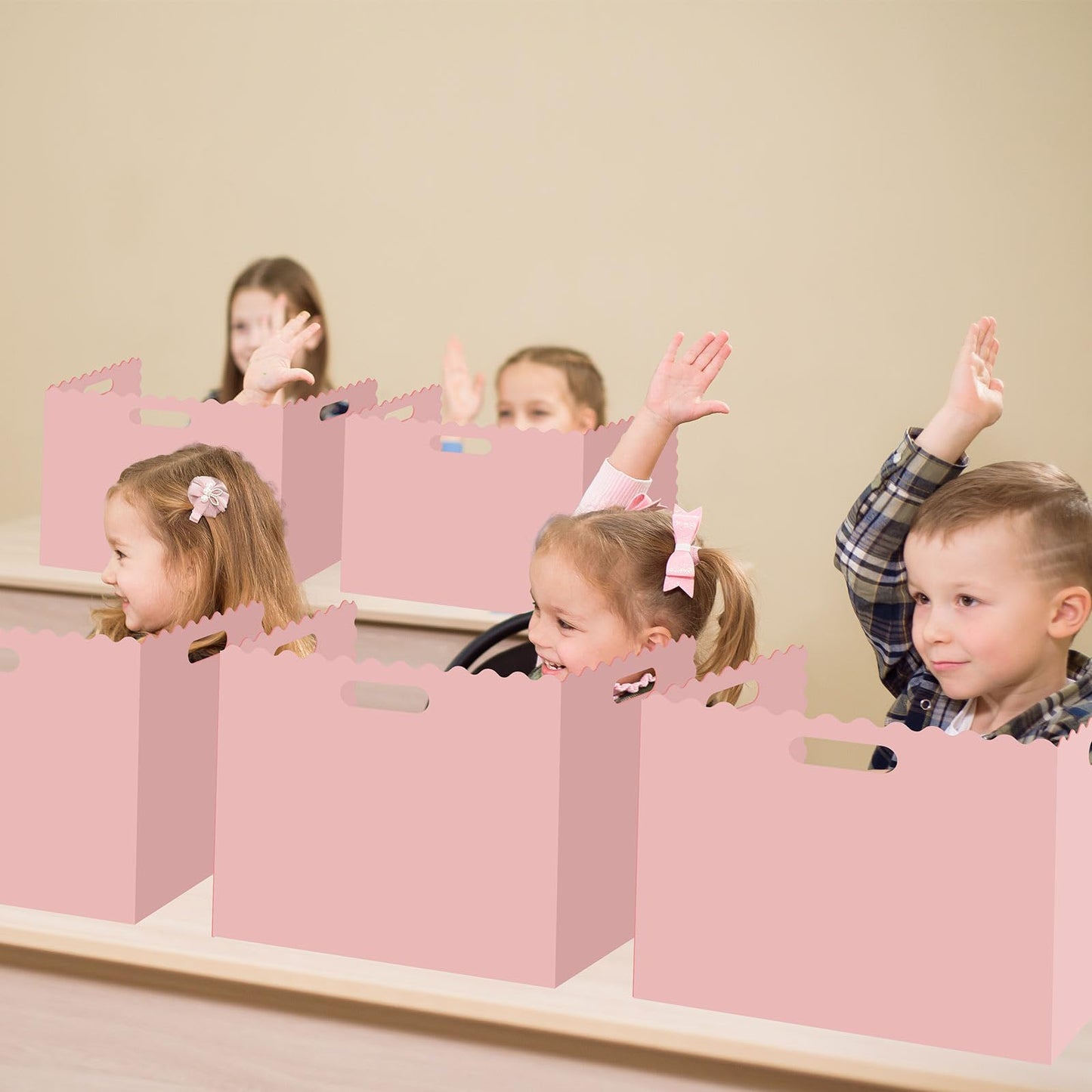 Whaline 24 Pcs Student Desk Privacy Boards Pink Classroom Desk Divider Shield Privacy Panel Folders Screen Partition for School Teacher Student Test Supplies