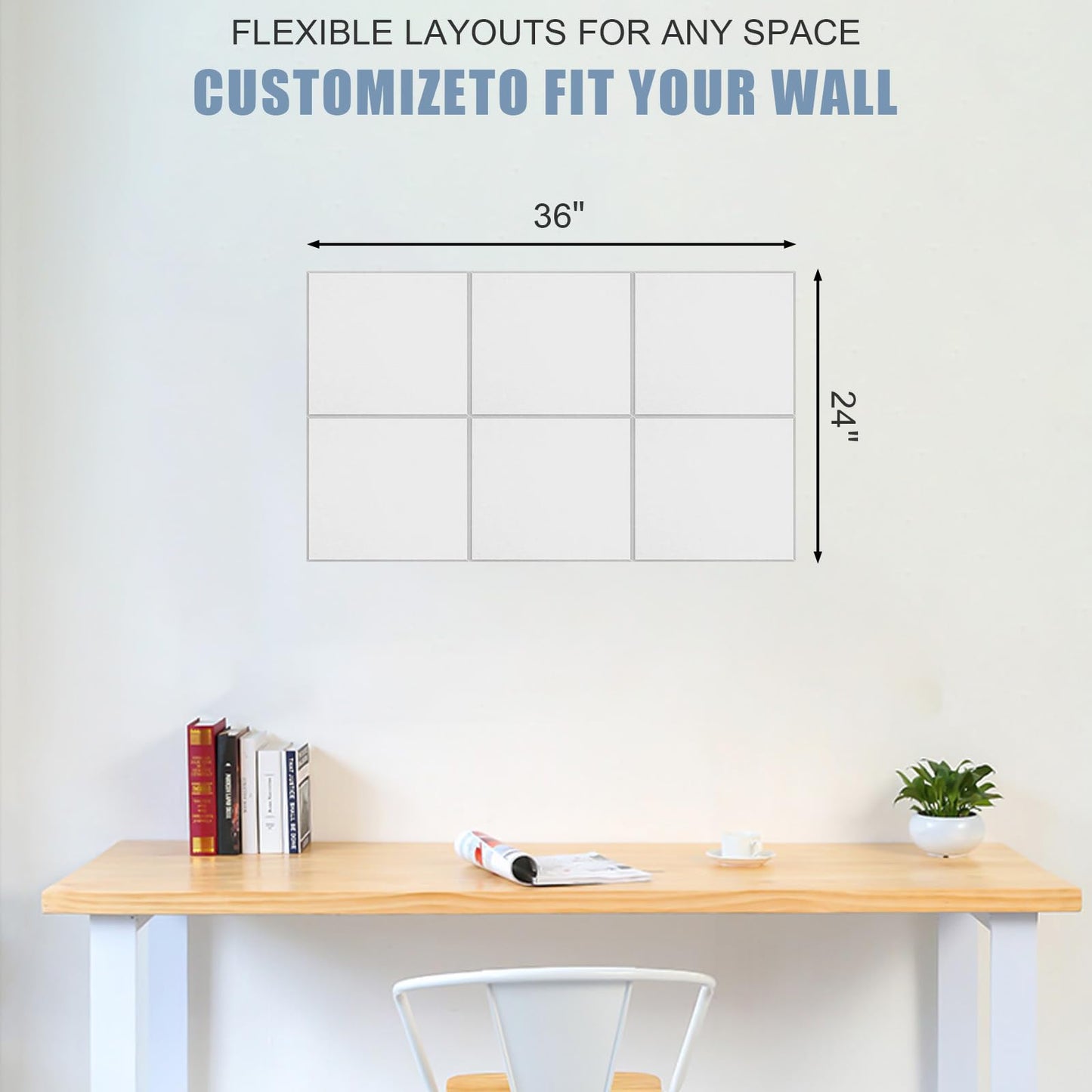 Large Cork Board Alternative 36" X 24" Bulletin Board - 6 Pack Removable Felt Wall Tiles, Cork Wall Tiles Bulletin Board Home Office Essentials - Warm White