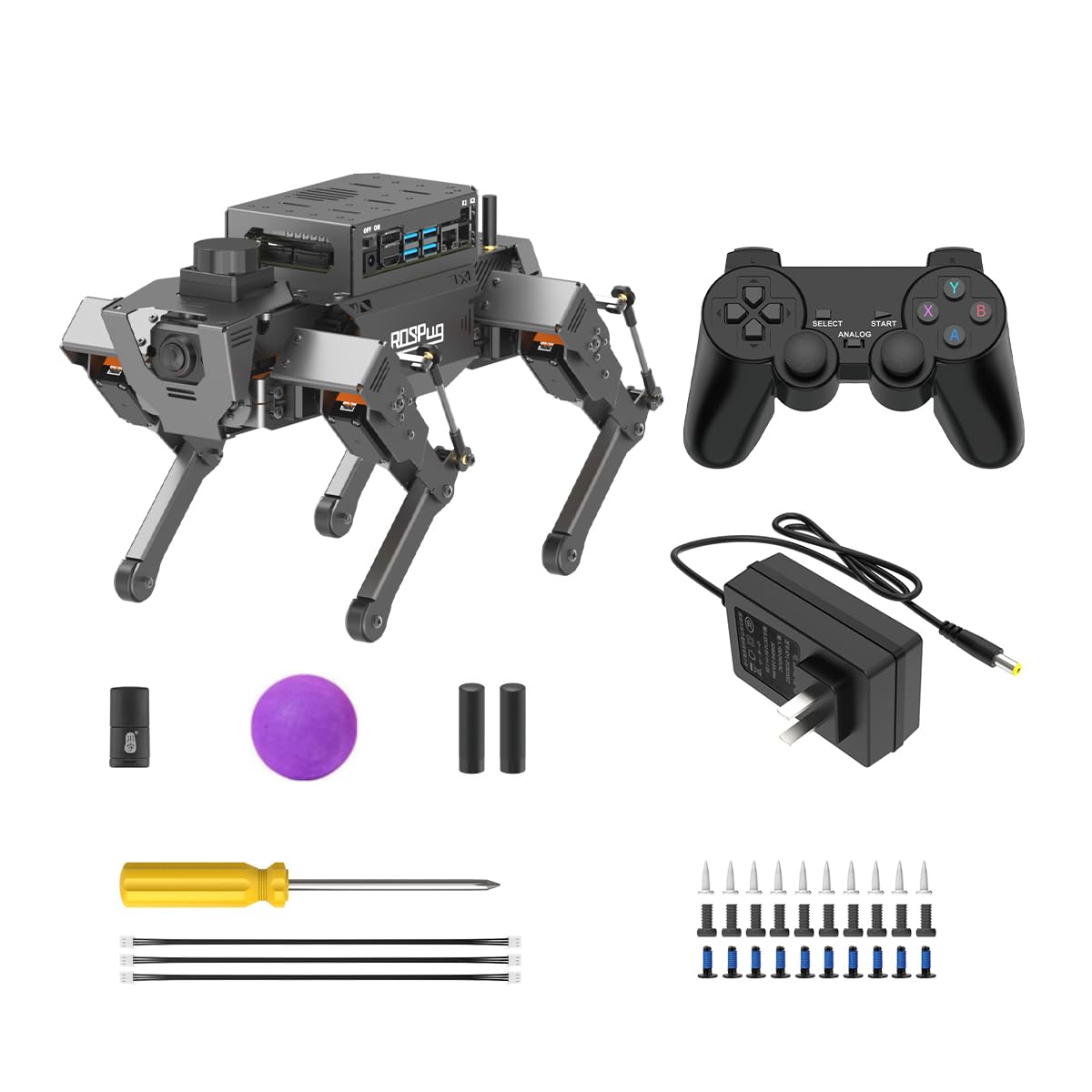 HIWONDER ROSPug Quadruped Bionic Robot Dog with AI Vision Powered by Jetson Nano ROS Open Source Python Programming SLAM Mapping and Navigation for Adults