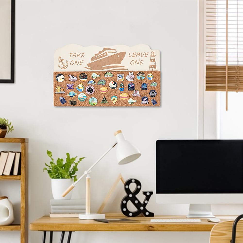 BENECREAT Cork Brooch Board, Pin Trading Ship Lighthouse Anchor Pin Board for Brooch Pin Storage, Jewelry Display, Office Home and School Decor, 7.08x11.8 Inch, 0.5 Inch Thick