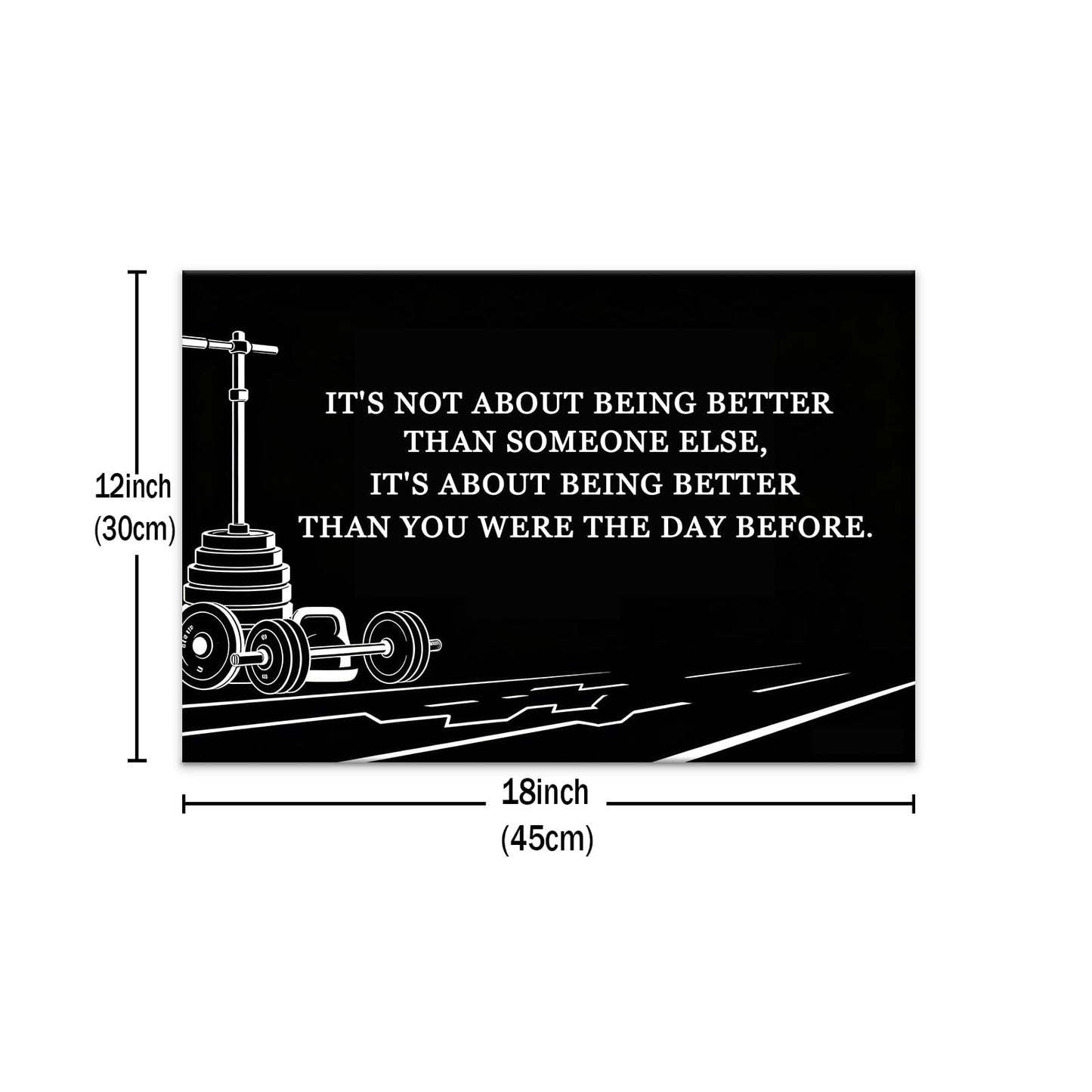 PSYYSP Motivational Gym Wall Art Decor, Better Than Yesterday Inspirational Fitness Quote Posters for Home Gym, Framed Canvas Print Workout Wall Decor for Men Athletes Office, 18x12 Inch