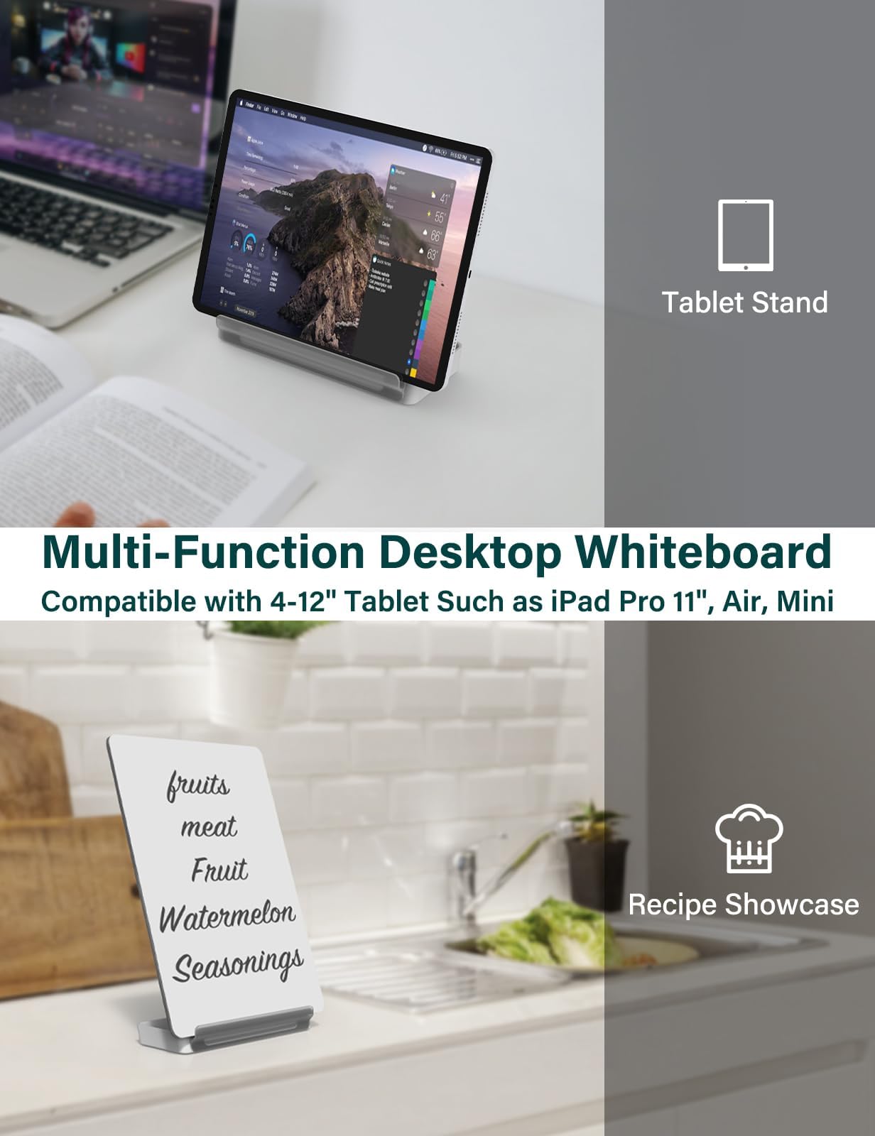 Yagee Desktop Whiteboard with Storage, Dry Erase Board with Phone & Tablet Stand, to-do List Memo, Double-Sided Writing Board for Office and School Supplies, 9.5''×6.7'', Marker&Duster Included