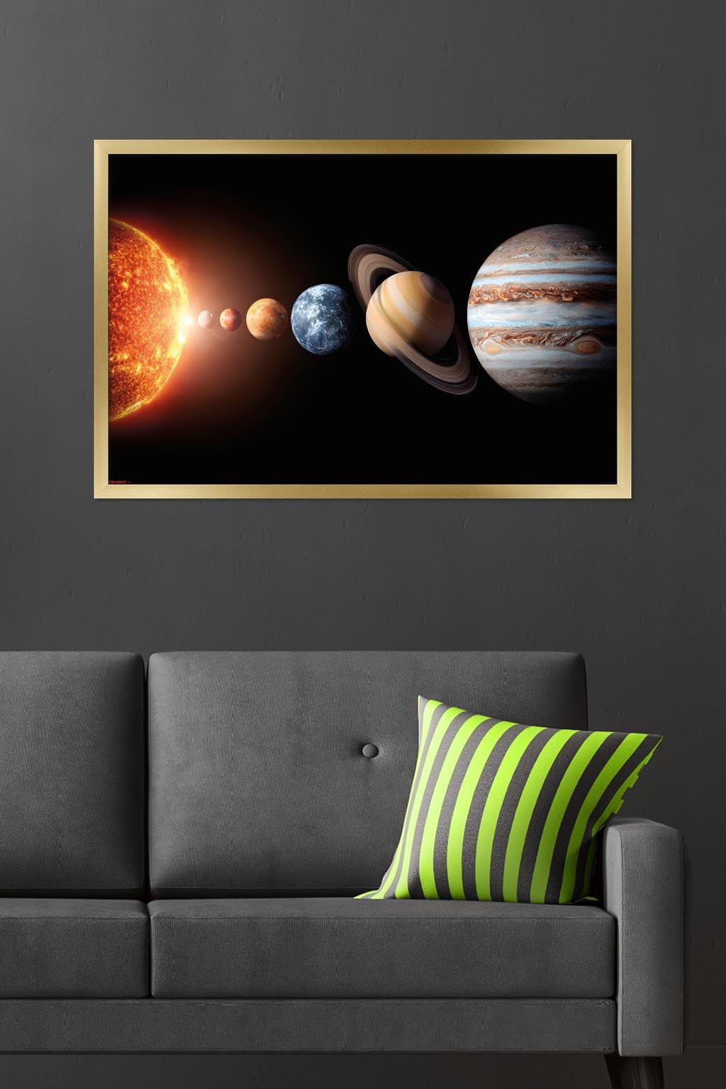 Science - Solar System Planets 26 Wall Poster, 34L" x 22.4W", Gold Framed Version