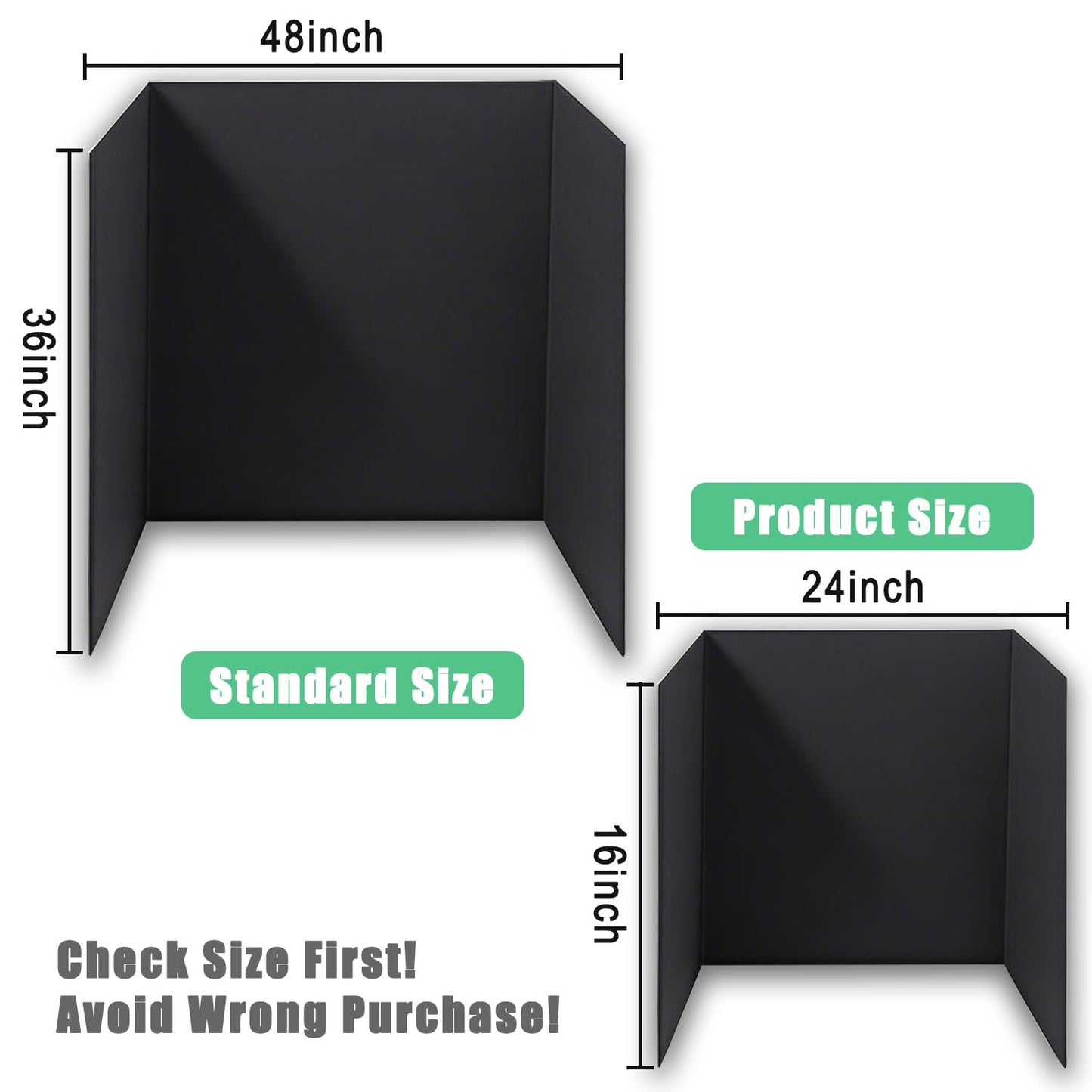 3-Pack Black Trifold Display Boards, 24 x 16 Inches Tri-Fold Corrugated Presentation Boards for Classroom Projects, Science Fairs, Business Events, and Exhibits