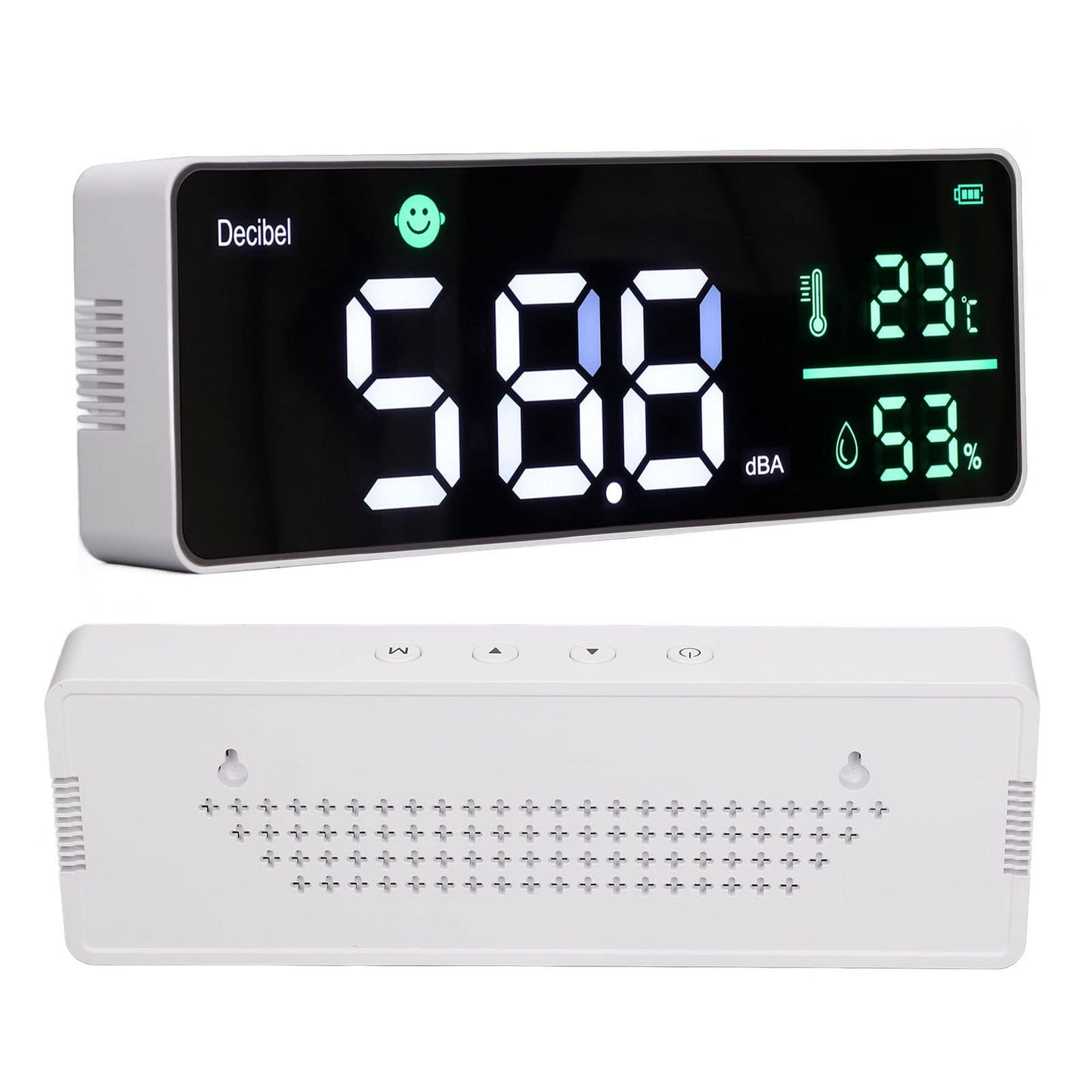 Decibel Meter, Wall Hanging Sound Level Meter, Noise Decibel Meter, 3 in 1 Noise Temperature Humidity Meter, 30 to 130dB Range, with 11in Large LED Display Screen, for Classroom