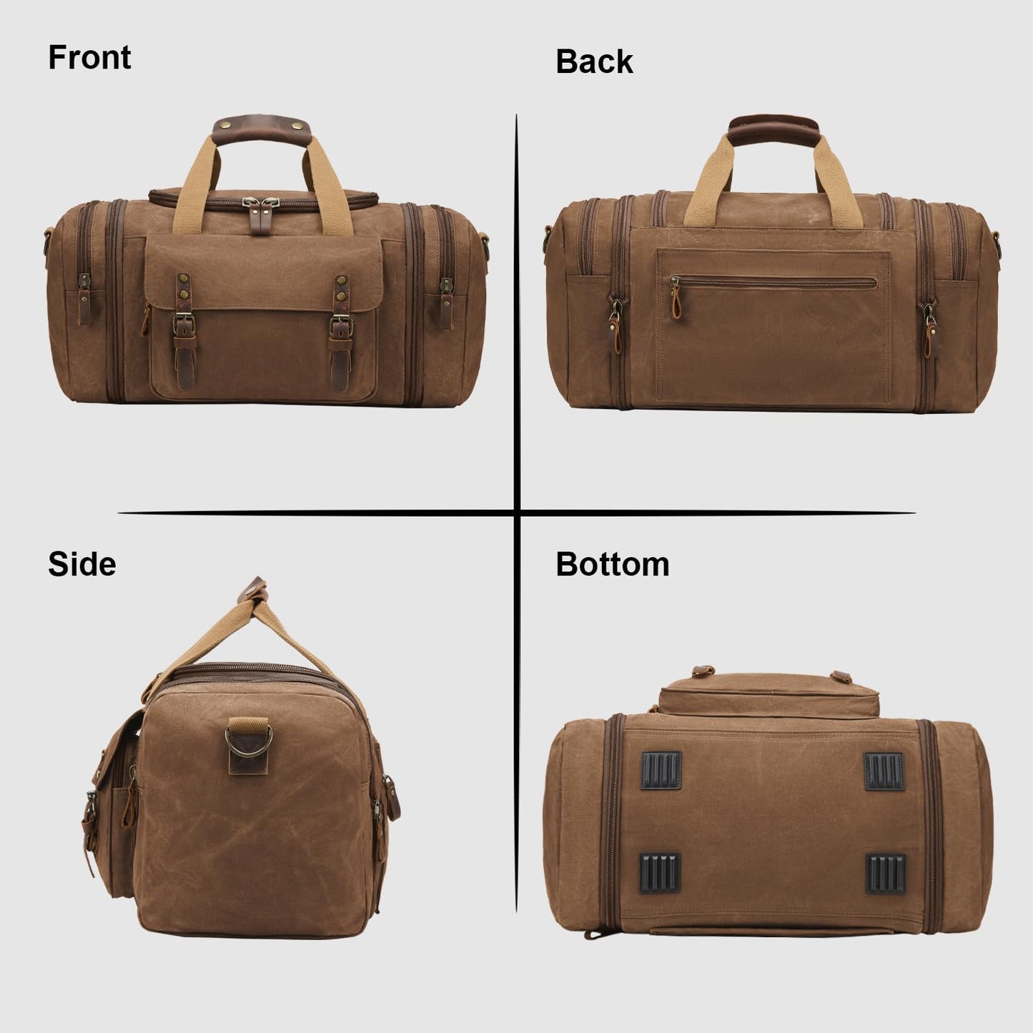 Waxed Canvas Duffel Bag 50L, Coffee