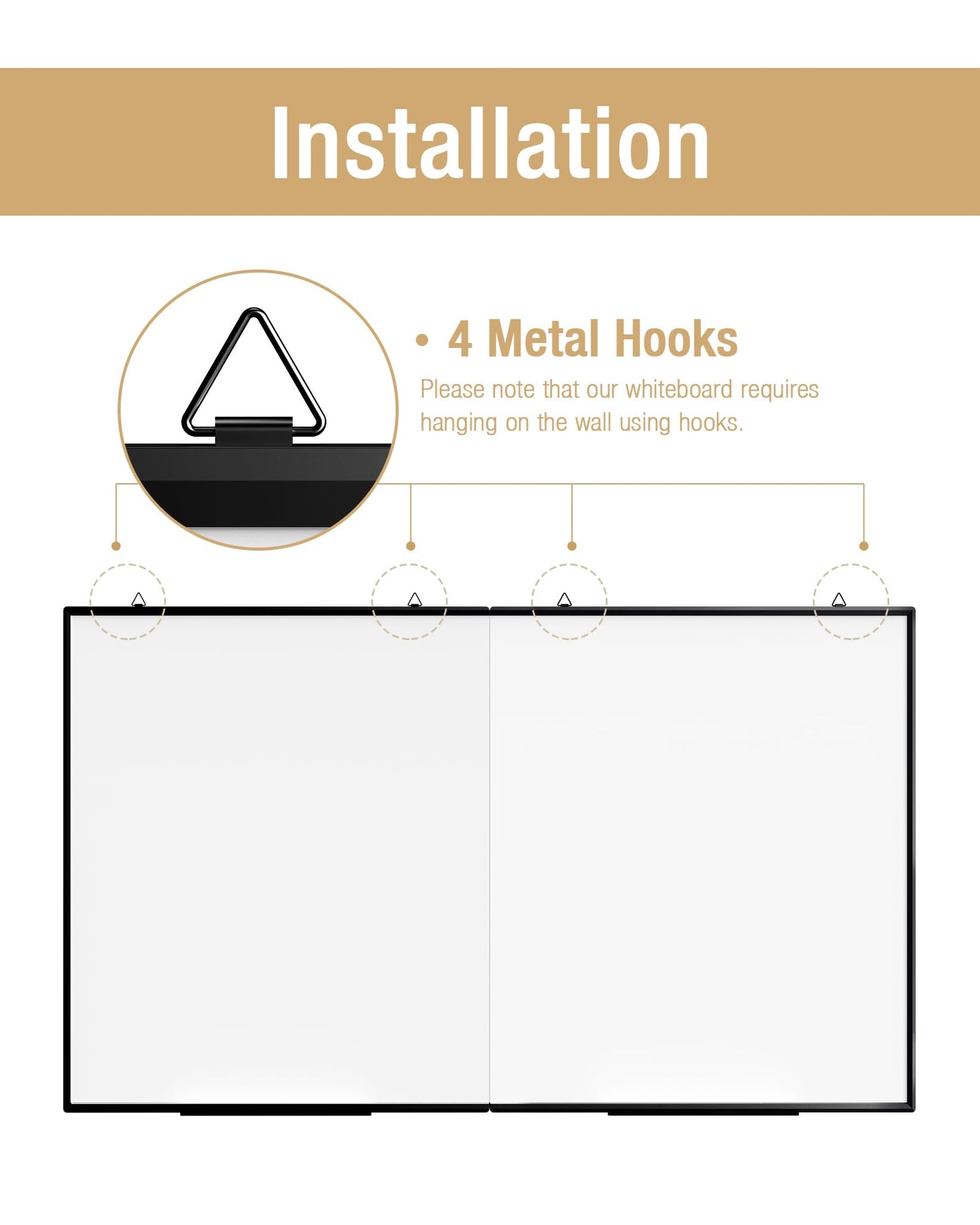 60"X 40" Large Magnetic Dry Erase Whiteboard, Wall Hanging Board with 8 Pens & 4 Dry Erasers & 30 Magnets, Sliver Aluminum Frame Black