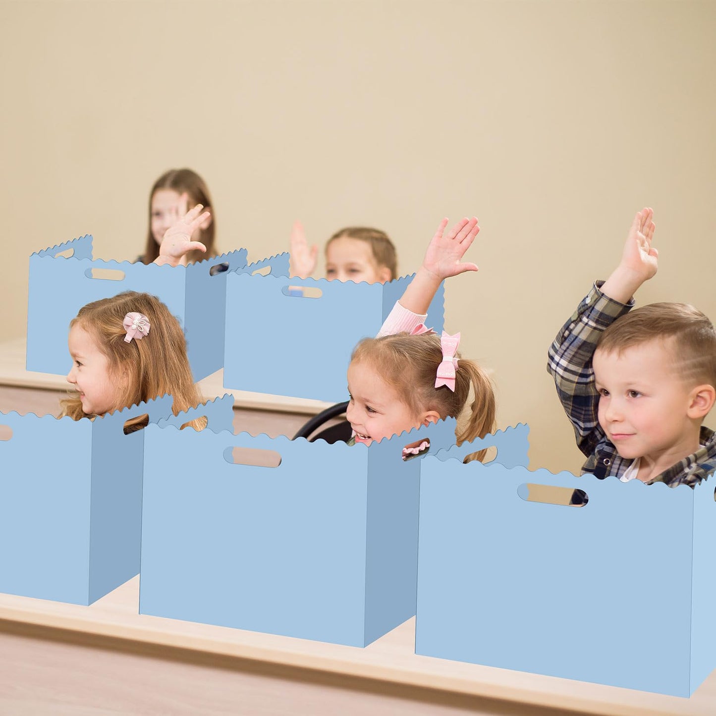 Whaline 24 Pcs Student Desk Privacy Boards Blue Classroom Desk Divider Shield Privacy Panel Folders Screen Partition for School Teacher Student Test Supplies