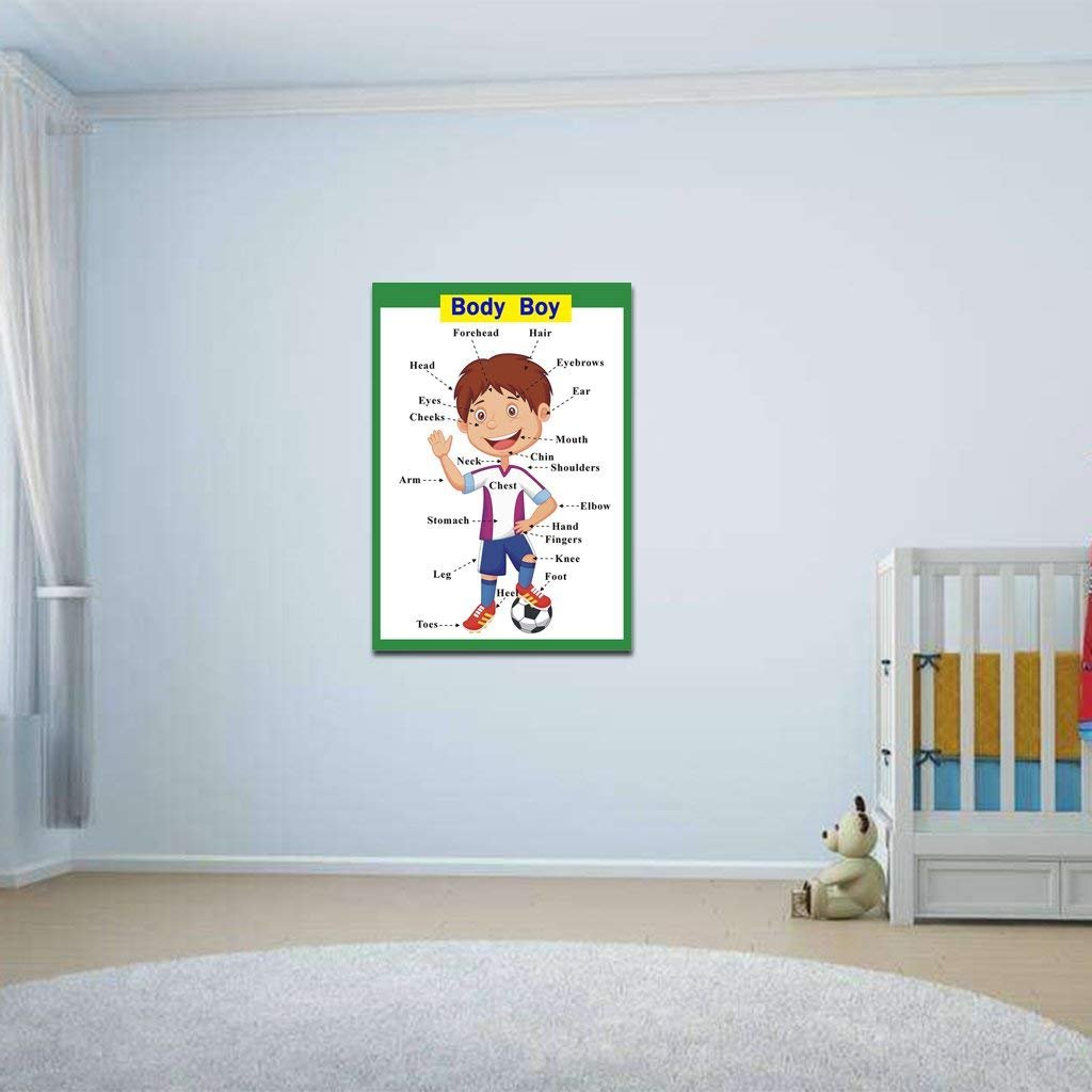 SANTSUN 5 Pcs Laminated Educational Preschool Posters for Toddlers| School classroom Posters | Class decorations for Kids Back to School Supplies, Preschool, Kindergarten, Elementary