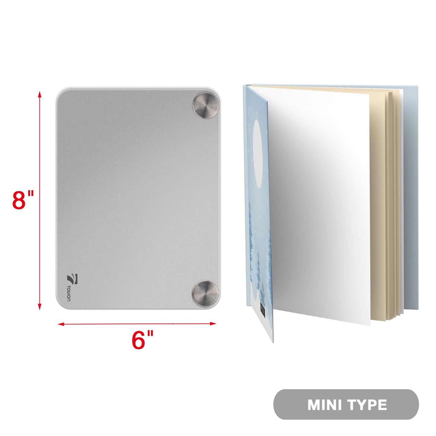 Silver Metallic Glossy Mirror Small Whiteboard with Nail Support, Mini Desktop Glass Whiteboard, Desk White Board Dry Erase with Accessories, Stenography Artifact for Office Homeschooling Décor, 8x6''