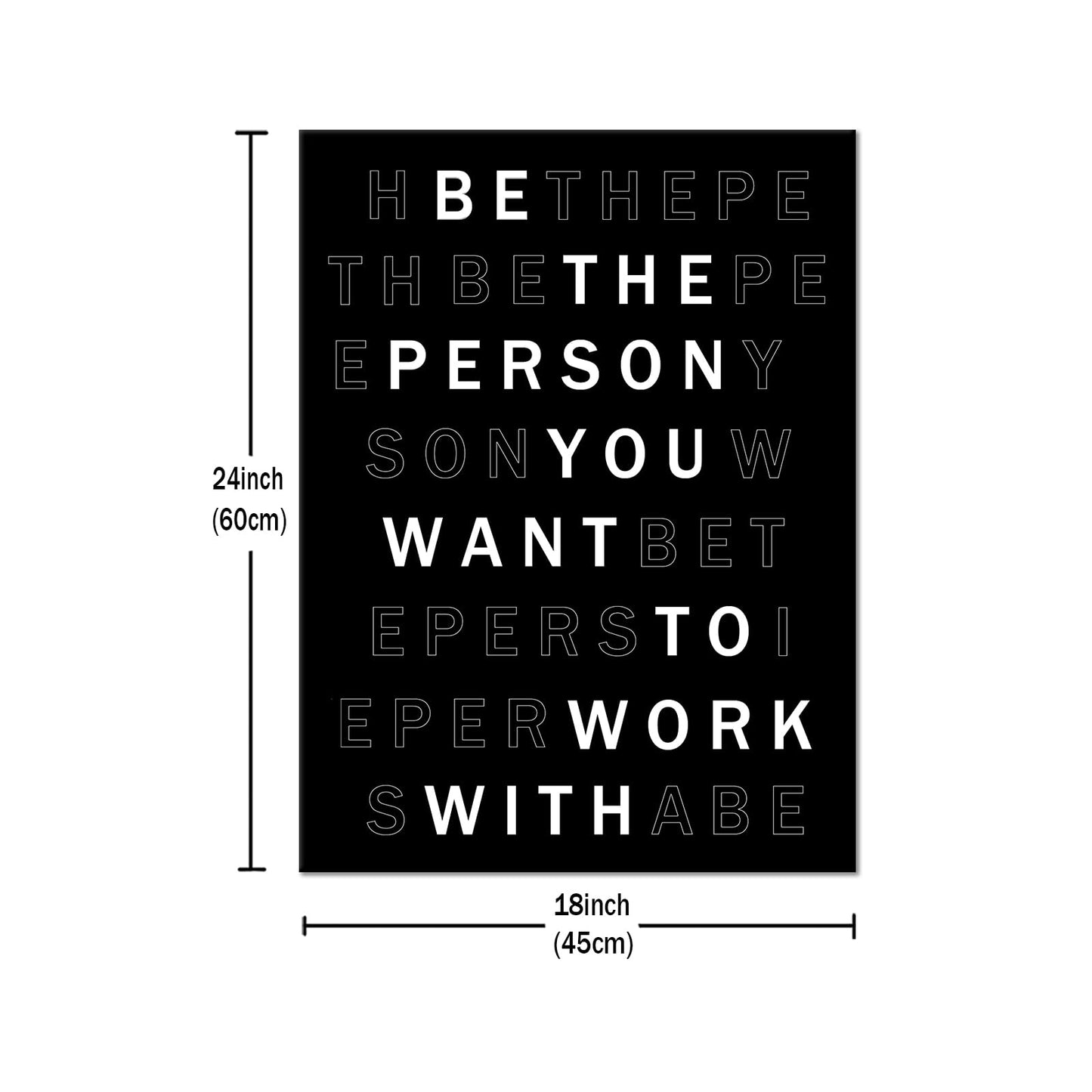 YSPCSUN Inspirational Poster for Office Canvas Wall Art, Be the Person You Want to Work With Quote Print for Home Office Dorm Classroom, Single Panel Wall Decor 24x18inch