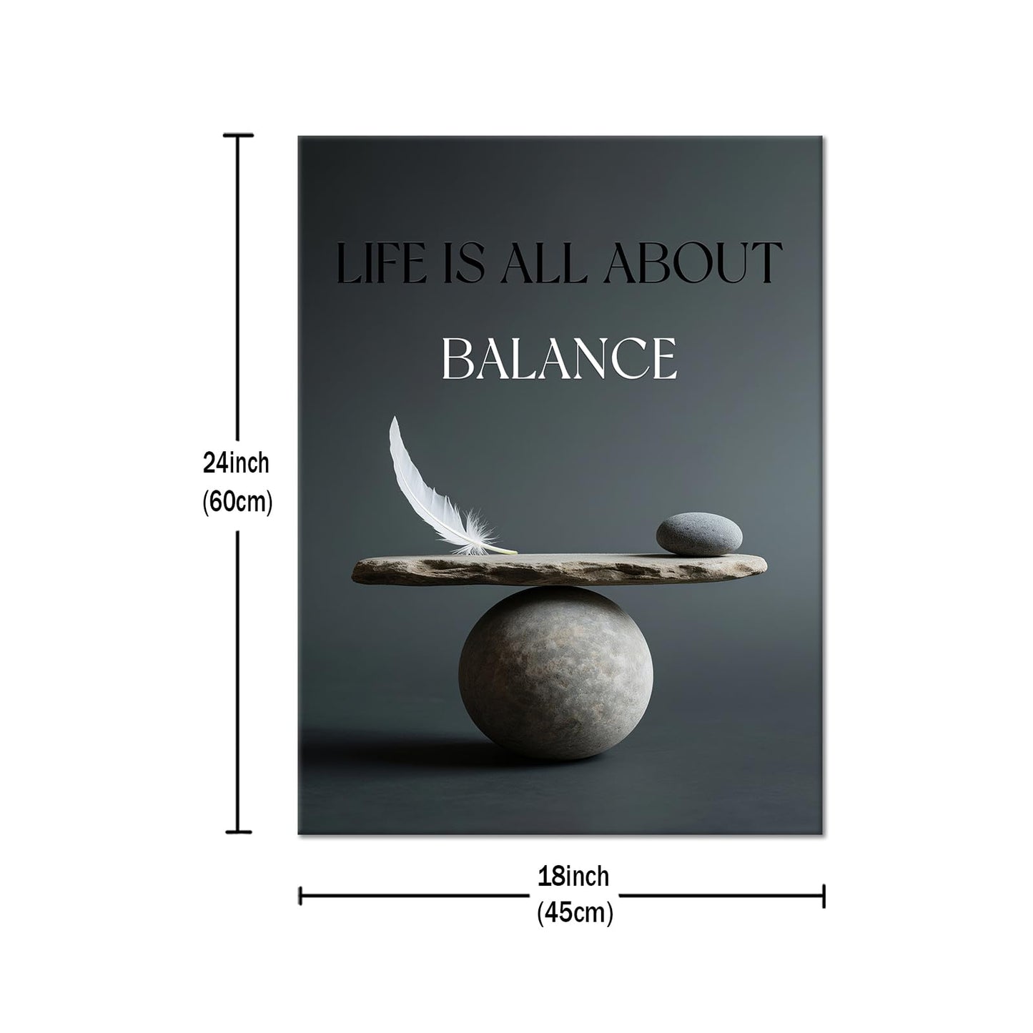 YSPCSUN Inspirational Posters for Office, Life Is All About Balance Canvas Poster Single Panel Wall Decor for Home Office Dorm Classroom, Framed Canvas Art, 24x18inch