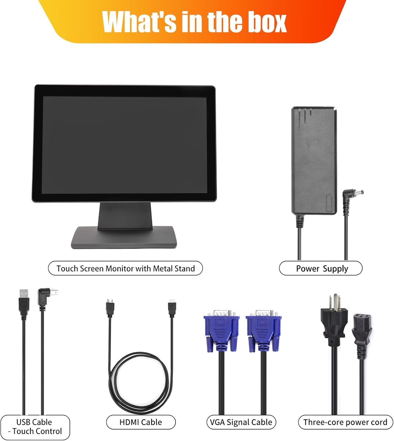 22-inch (21.5” Viewable) Capacitive LED 10 Point Multi-Touch HDMI VGA Monitor with 16:9 Display 1080p, True Flat Seamless Design Touchscreen, Great for Office, POS, Retail, Restaurant