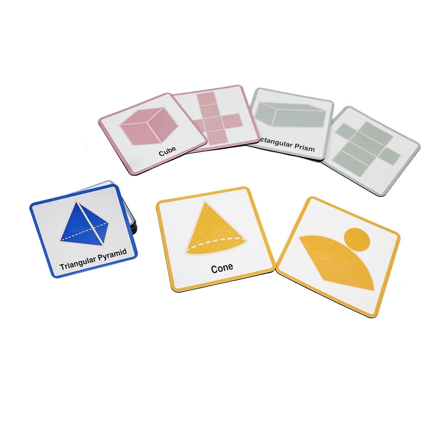 Jianwen Magnetic 3D Shapes & Nets Flash Cards 3"x3", Geometry Math Manipulatives, Educational Aids for Classroom and Home Use