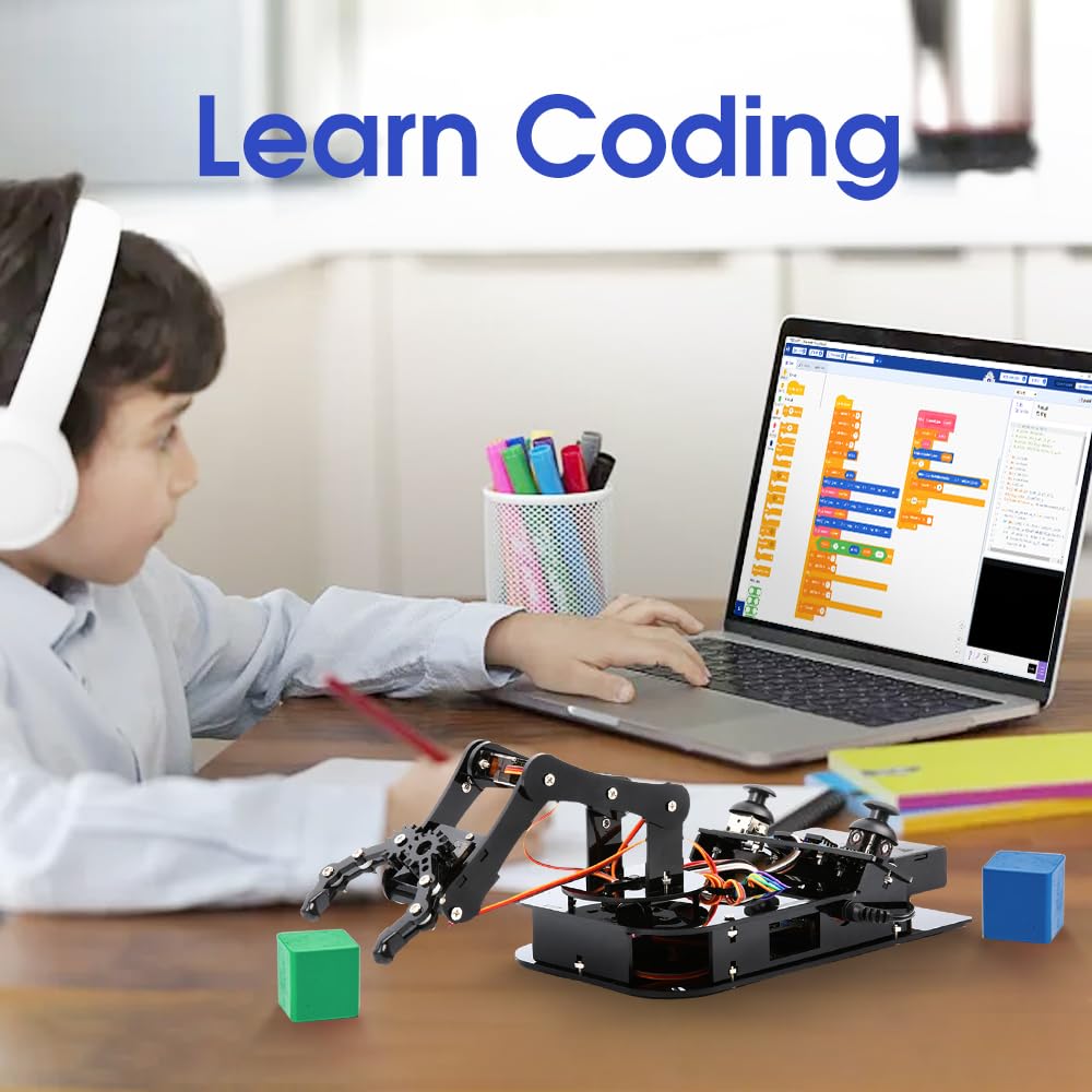 ACEBOTT 4 DOF ESP32 Robotic Arm Kit for Kids 8-12, Robotics Kit App Remote Control Robot Toys Compatible with Arduino, STEM Educational DIY Robot Arm Kit Gift for Teenagers & Adults
