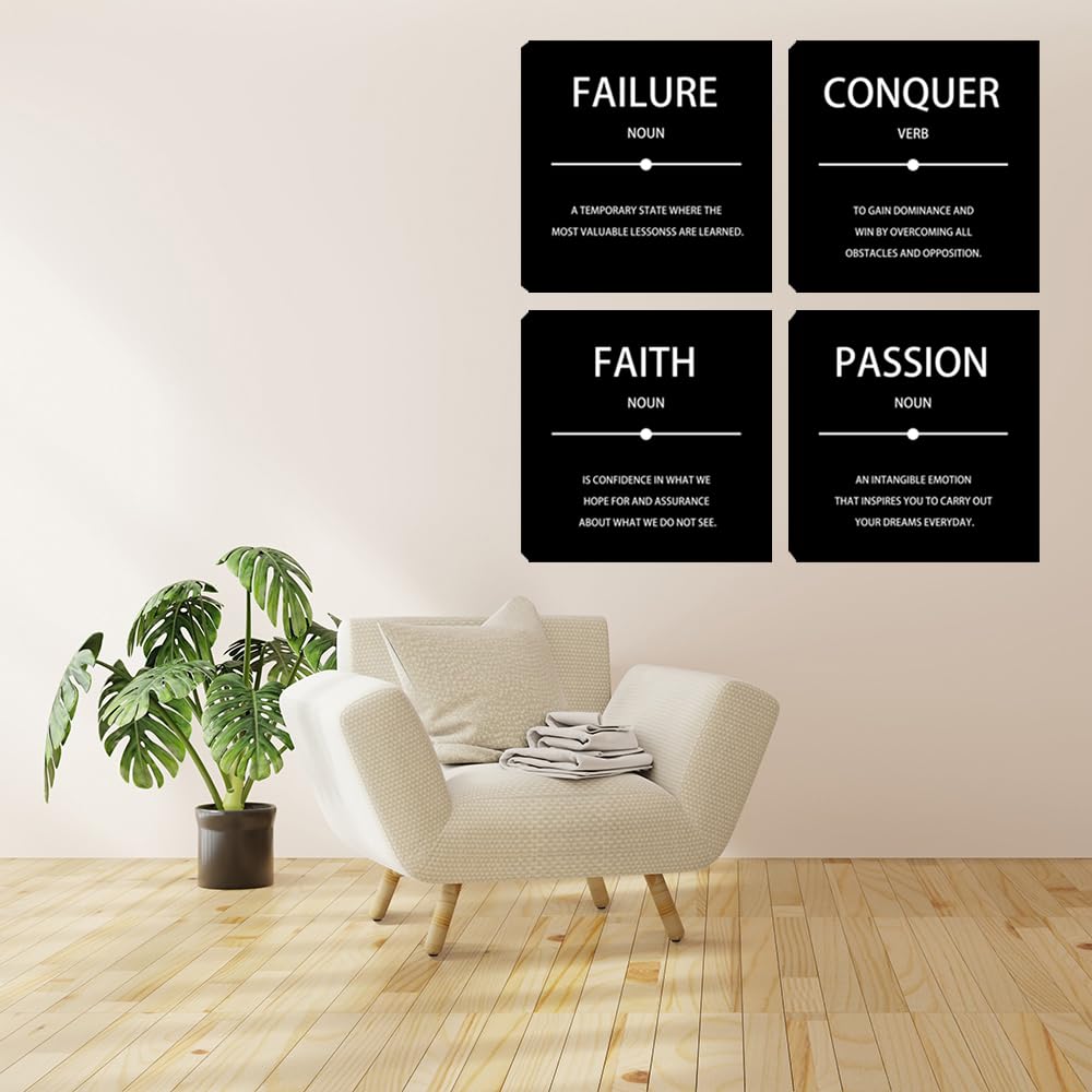 Motivational Canvas Wall Art Picture for Bedroom Home Wall Decorations for Living Room Inspirational Office Wall Decor Black Wall Painting Canvas Framed Home Wall Decor 12"x12"x4