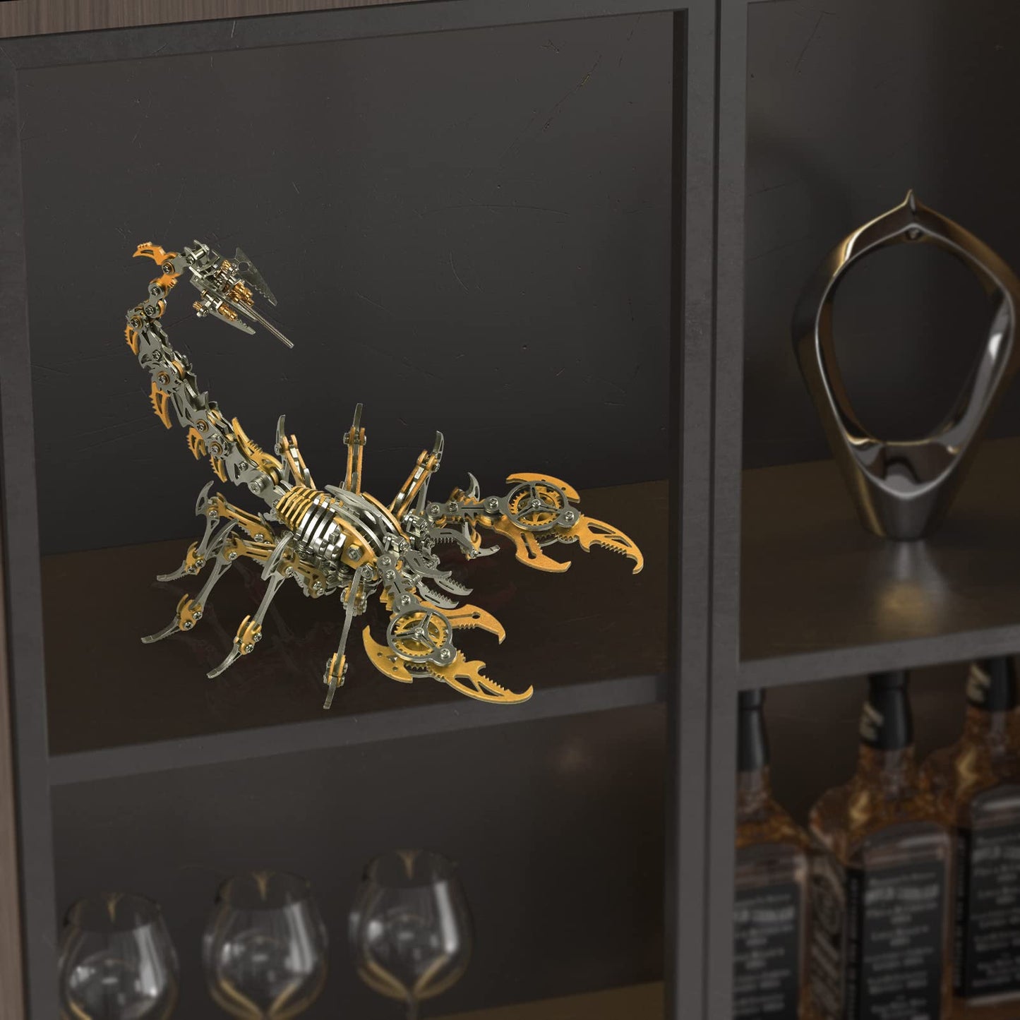 Metalkitor Scorpion 3D Metal Puzzles Kits for Adults Teens – 454 Pcs – Mechanical Assembly Models – 4 Hours to Build – Ideal for Gifts and Decorations (Golden)
