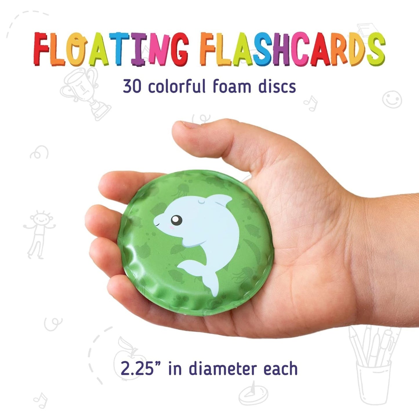 merka Bath Toys Flash Cards - 30-Pack, 2.25-Inch EVA Foam, Multicolor - Baby Bath Toys & Memory Matching Game & Bathtub Flash Cards